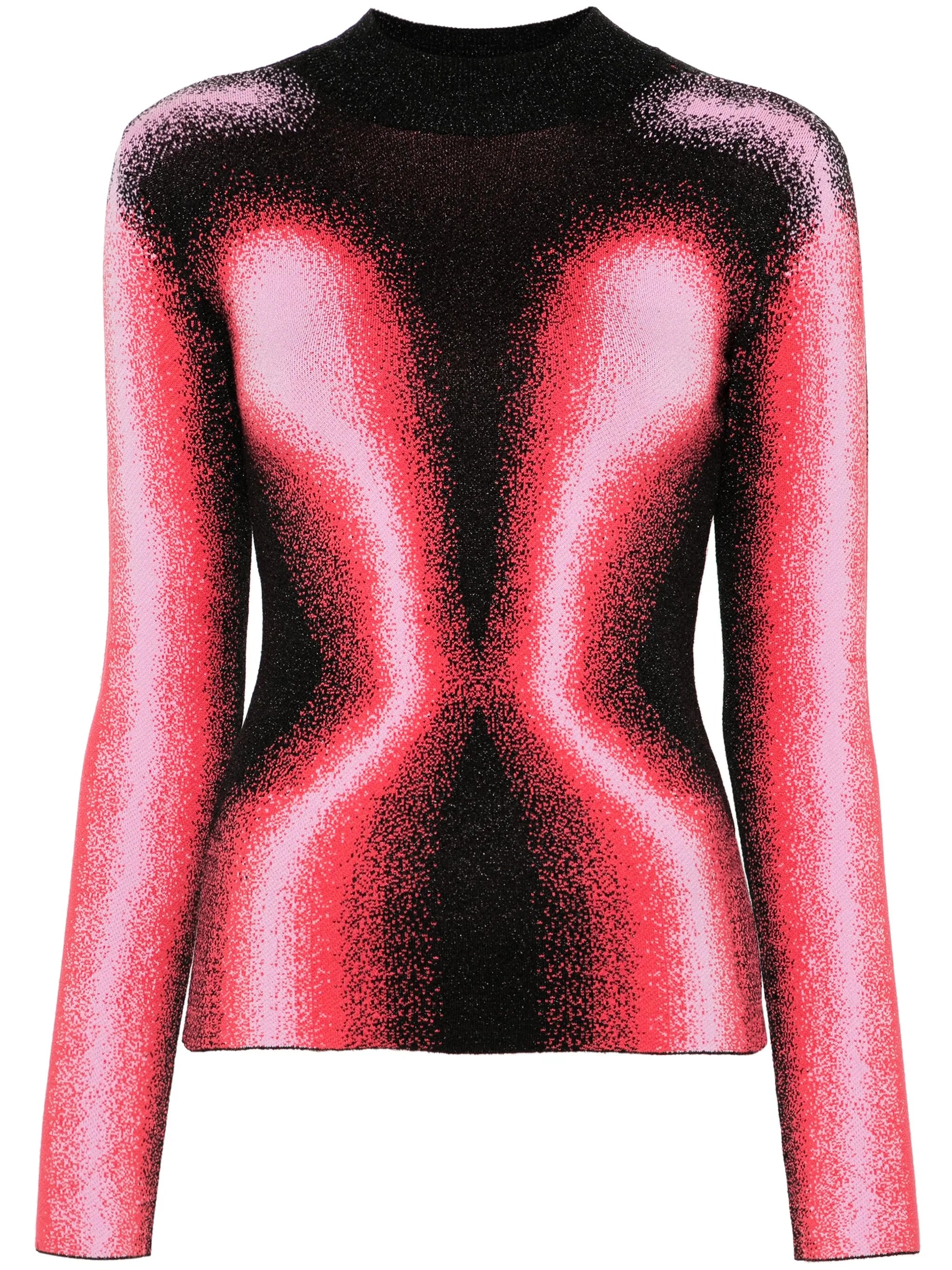 mock-neck jacquard top