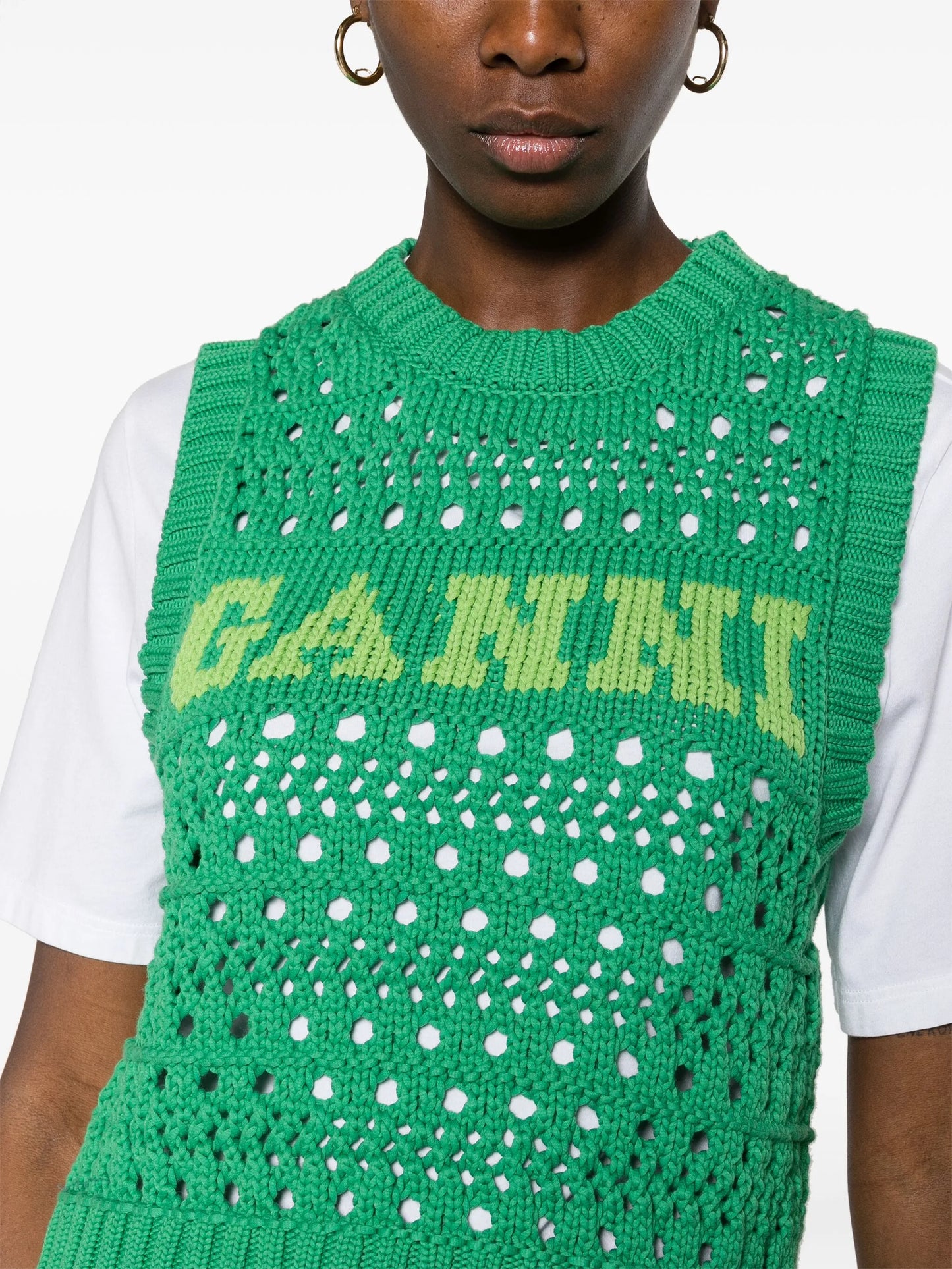 logo-jacquard crochet sweater vest