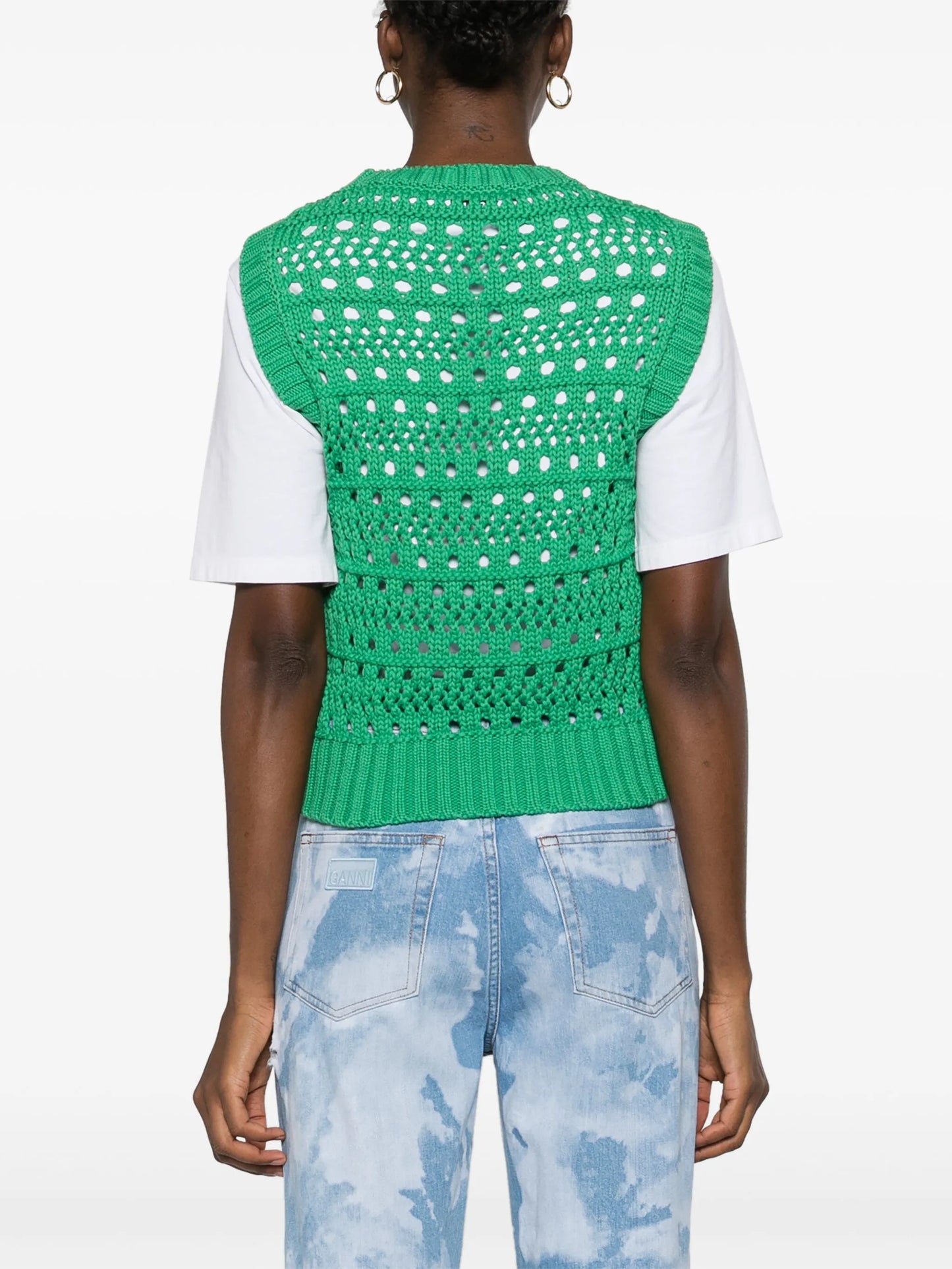 logo-jacquard crochet sweater vest