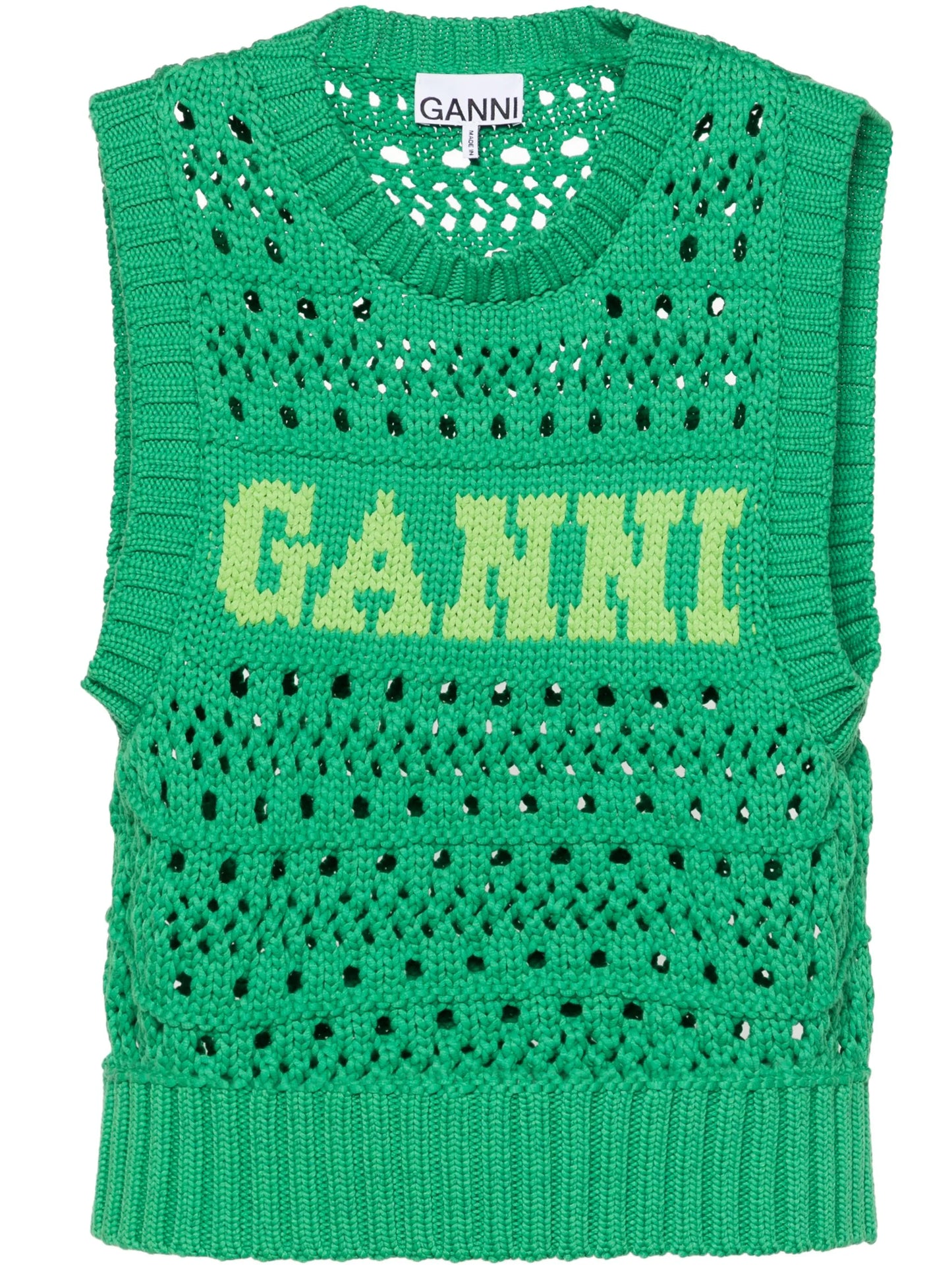logo-jacquard crochet sweater vest