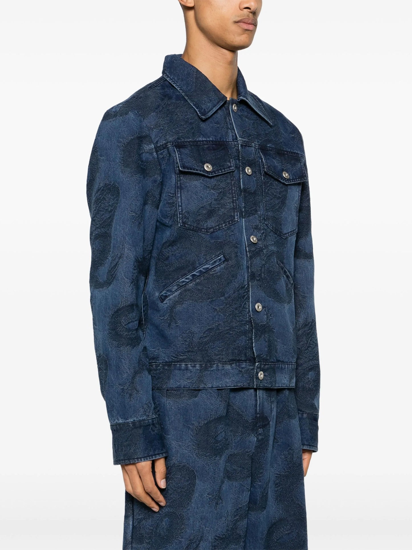 dragon-jacquard denim jacket