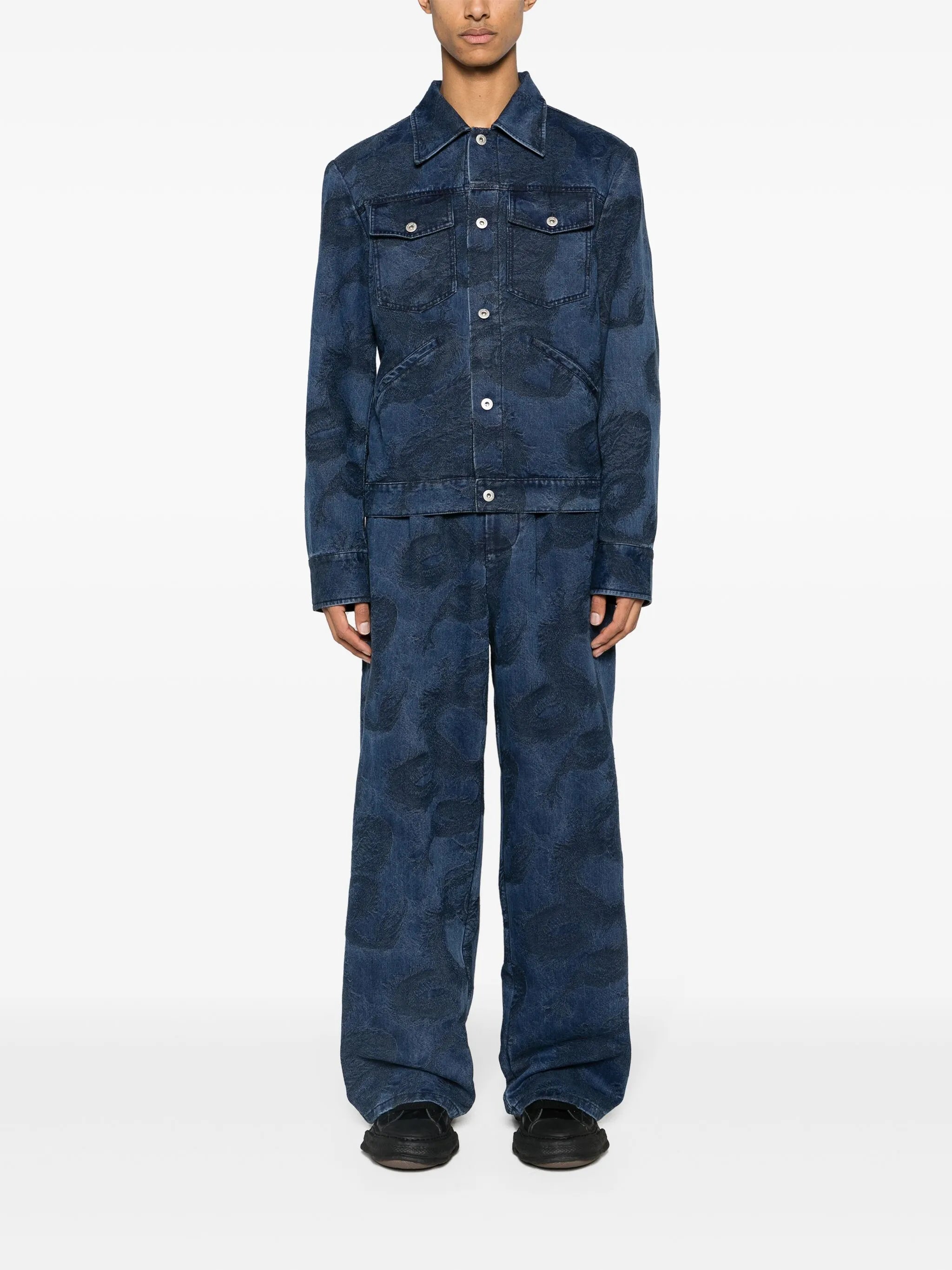 dragon-jacquard denim jacket