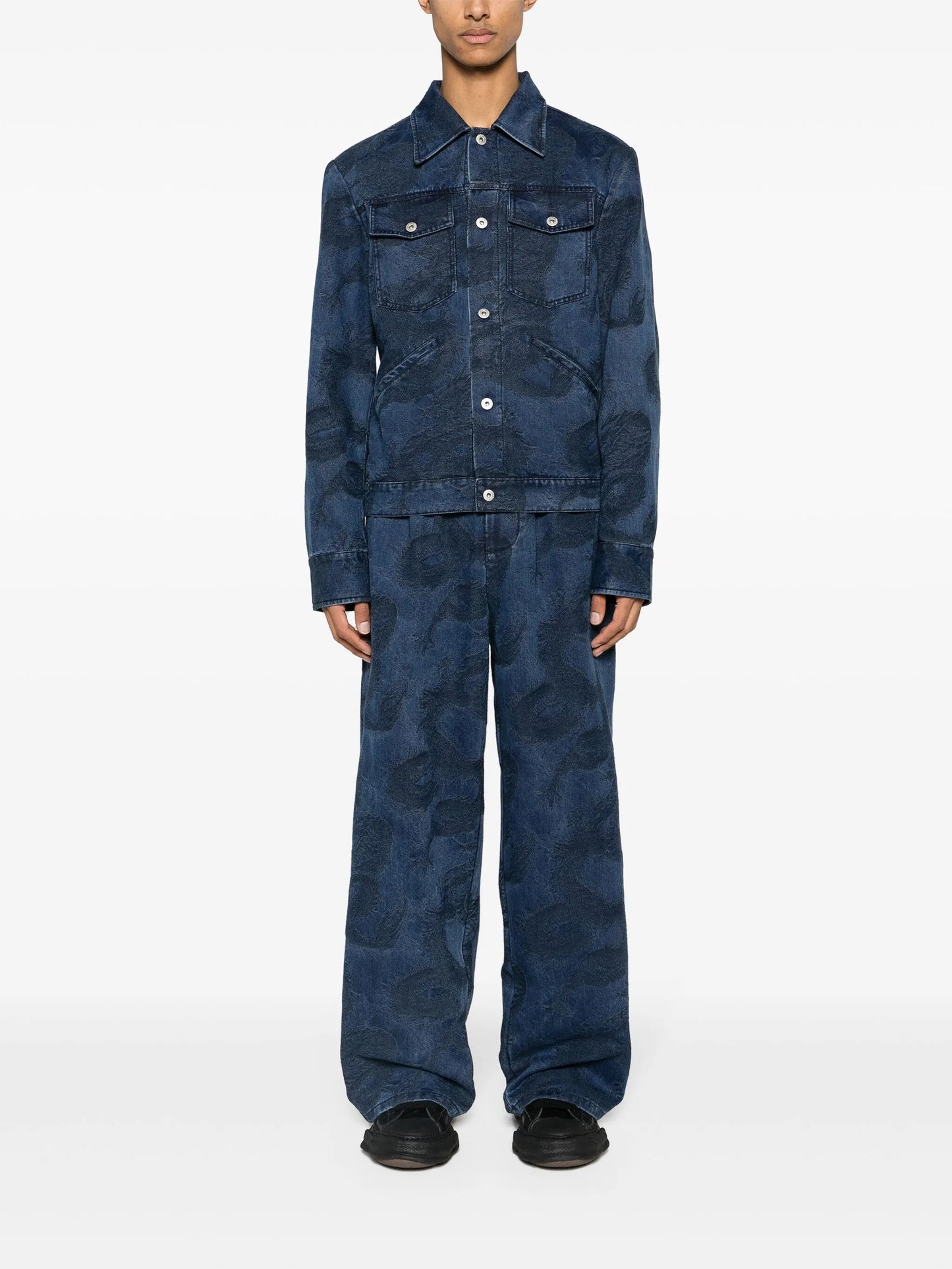 dragon-jacquard denim jacket