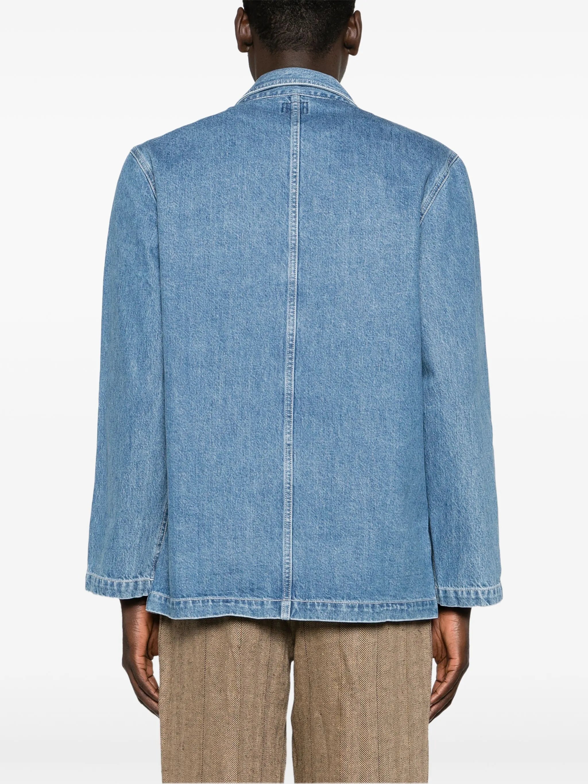 double-breasted denim blazer