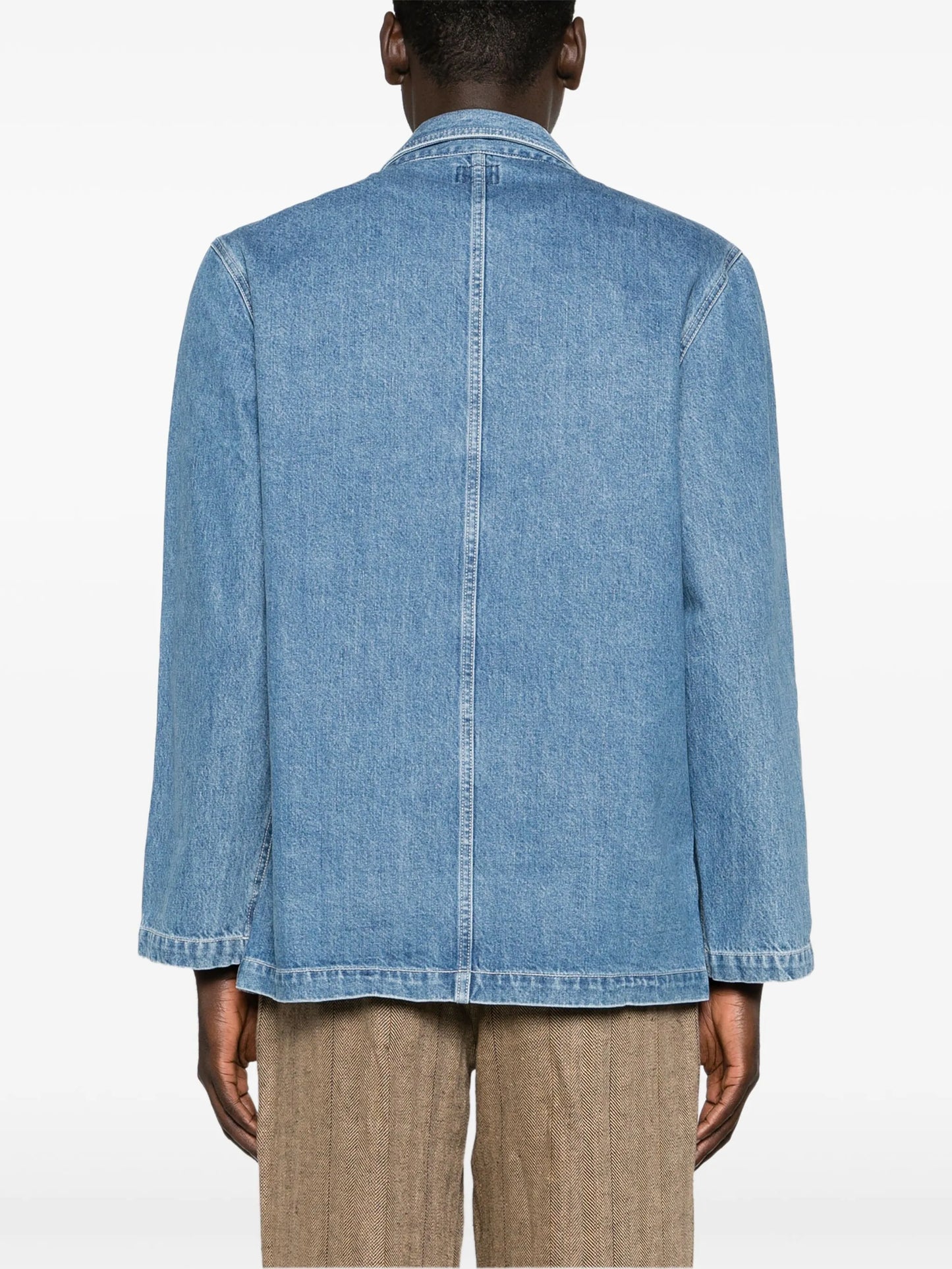 double-breasted denim blazer
