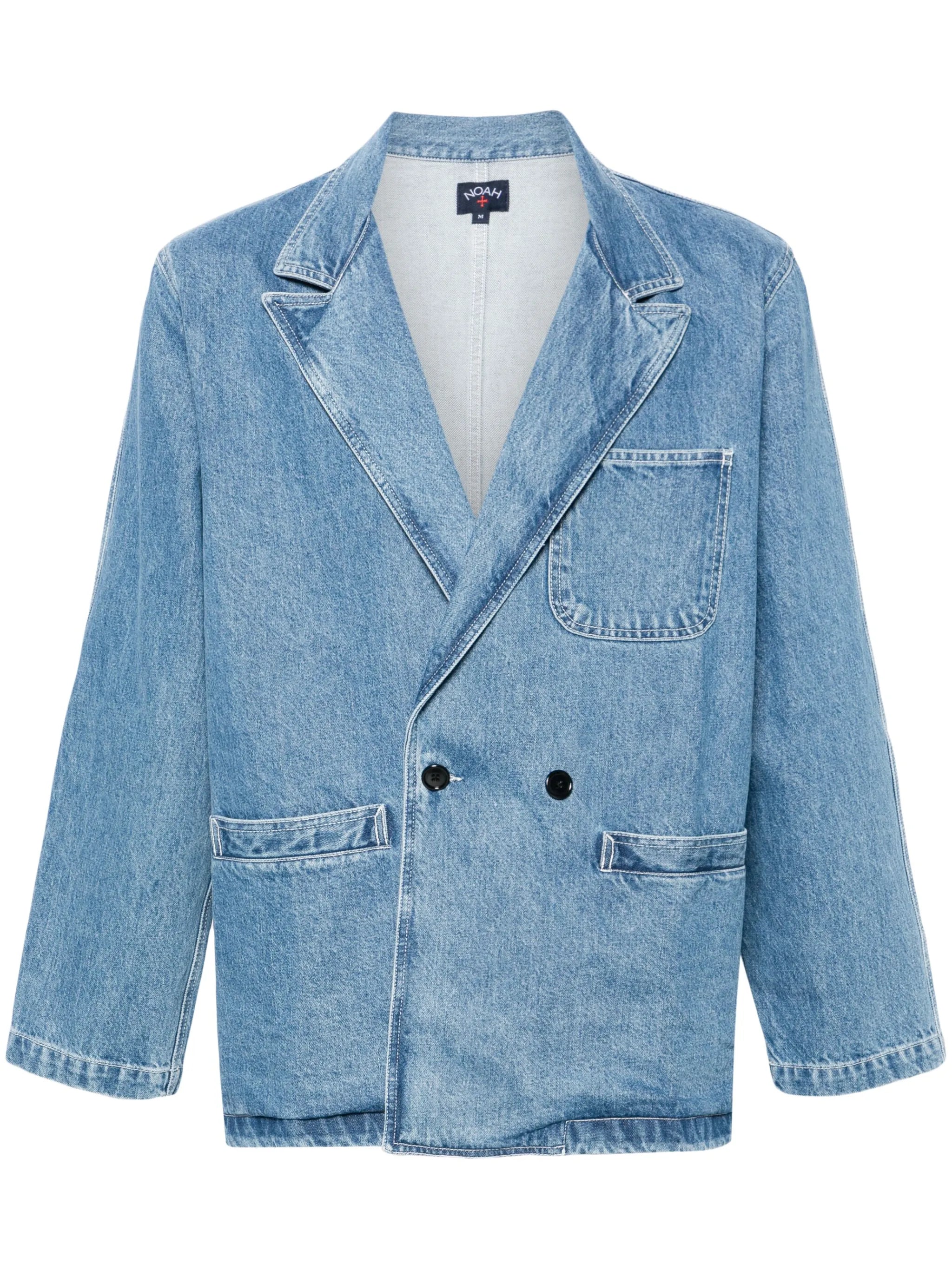 double-breasted denim blazer