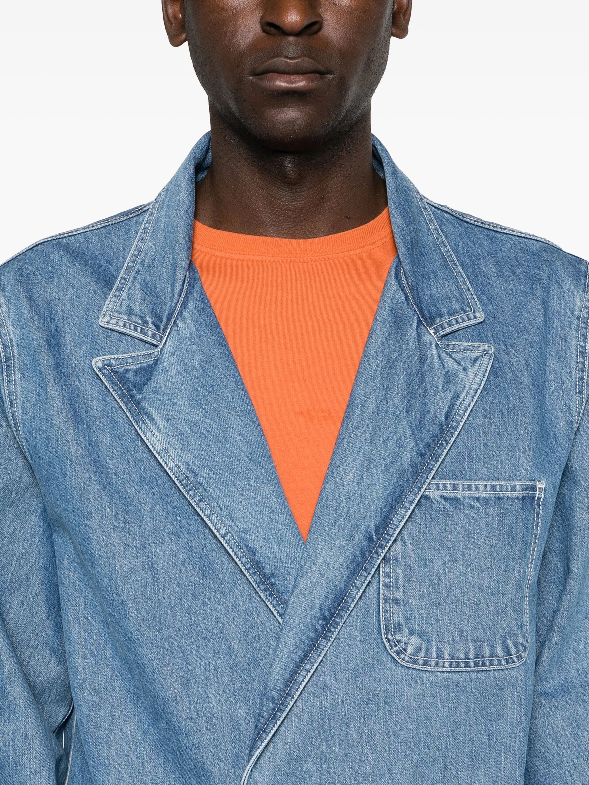 double-breasted denim blazer