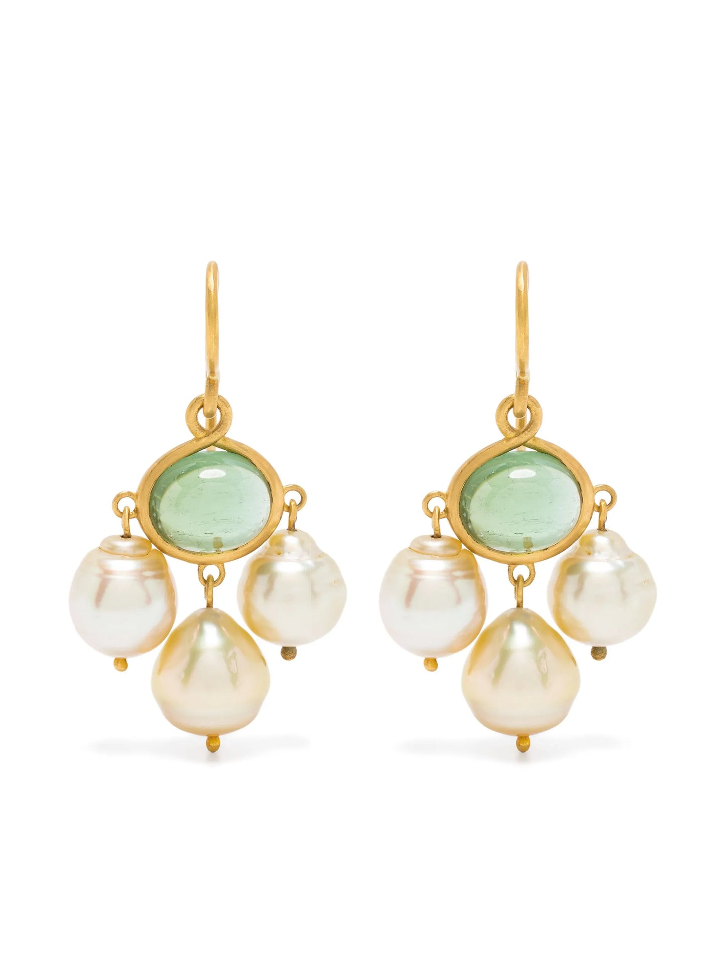 22kt yellow gold Unda tourmaline and pearl earrings