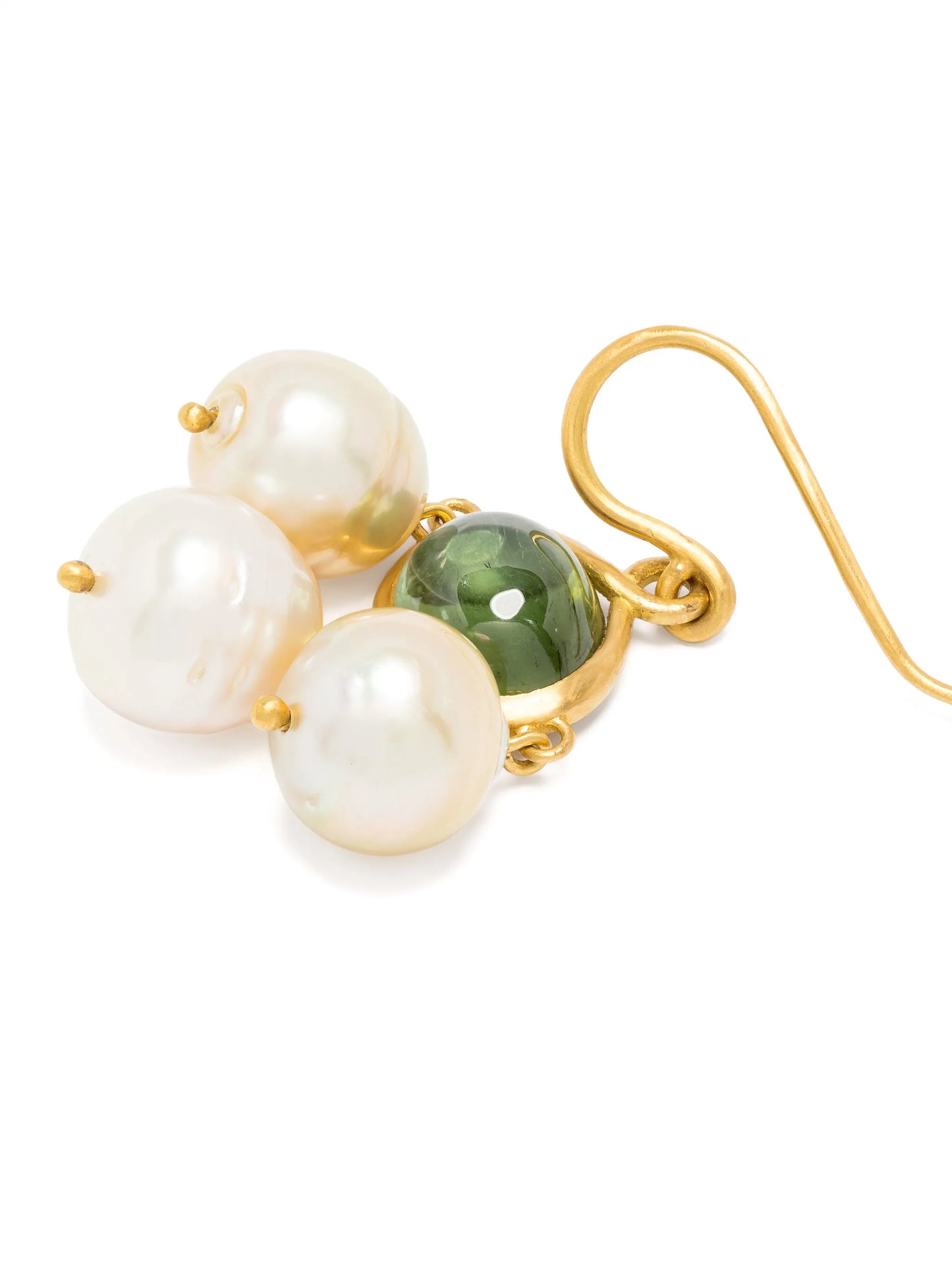22kt yellow gold Unda tourmaline and pearl earrings