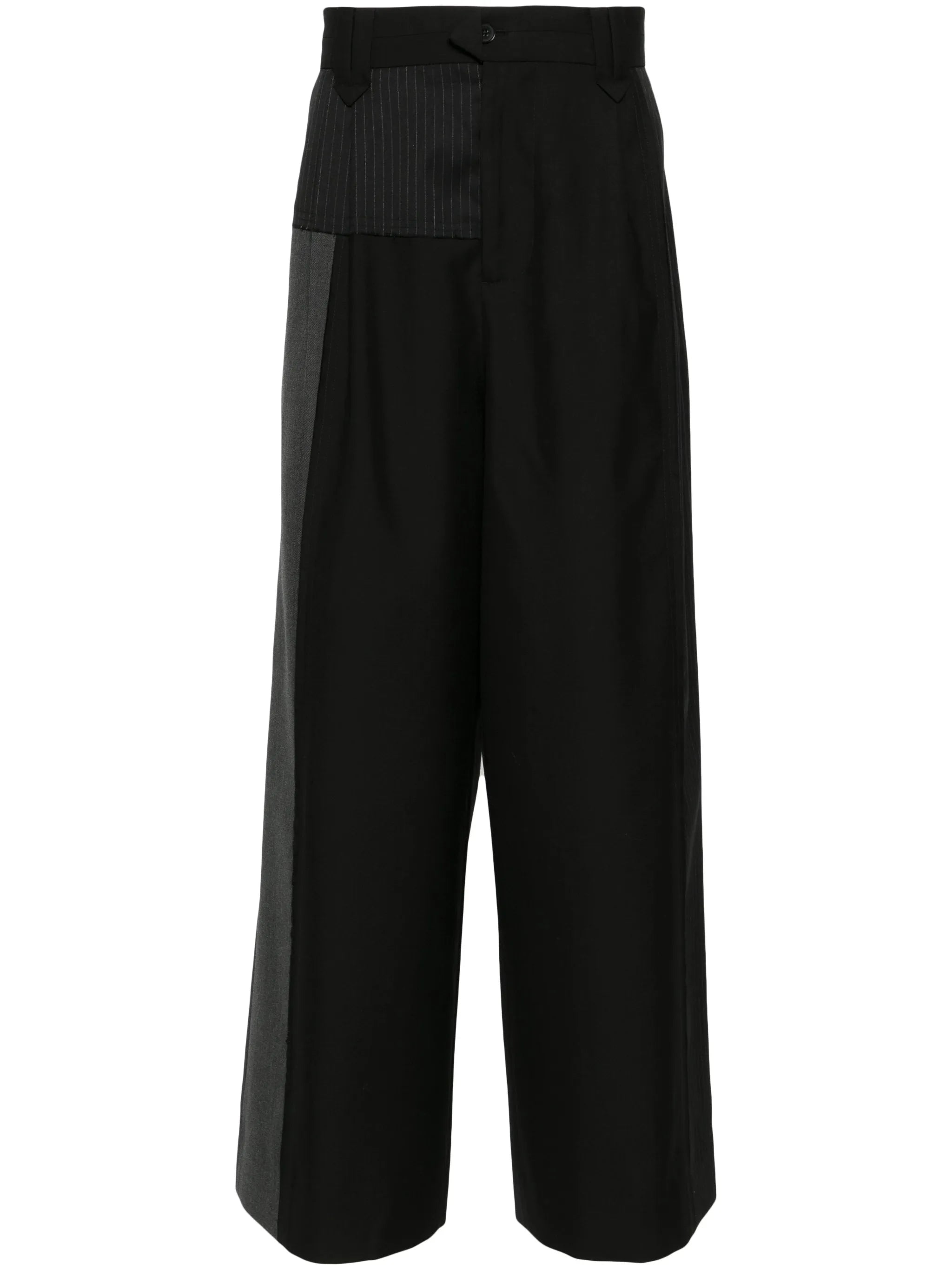 deconstructed wide-leg trousers