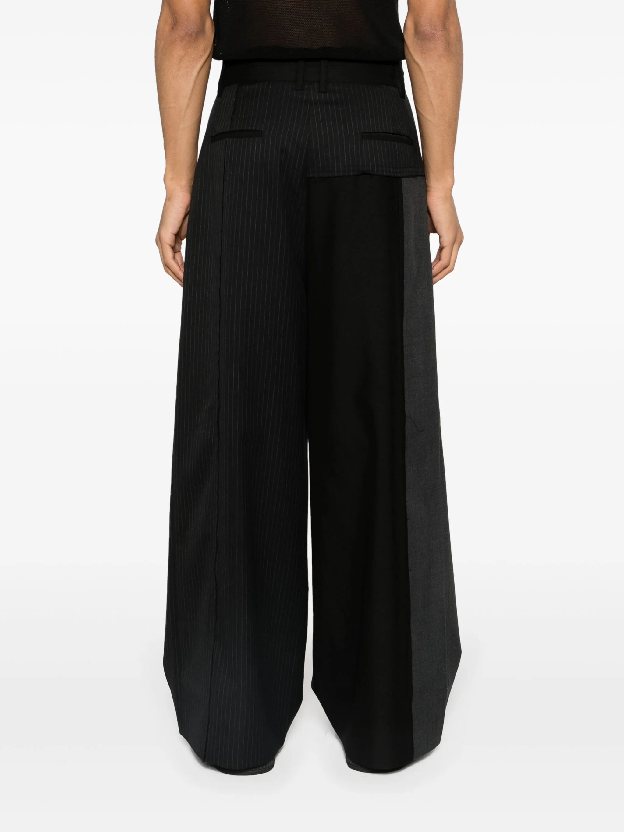 deconstructed wide-leg trousers