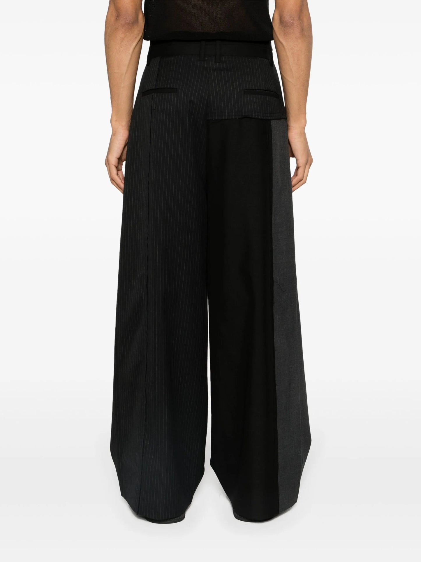 deconstructed wide-leg trousers