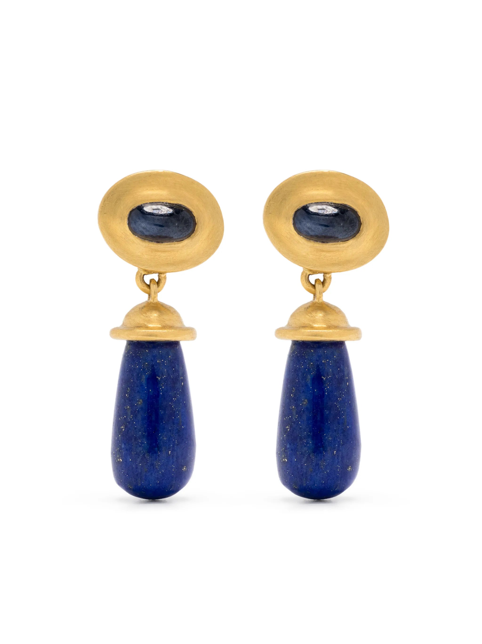 22kt gold Alabastra sapphire and lapis lazuli earrings