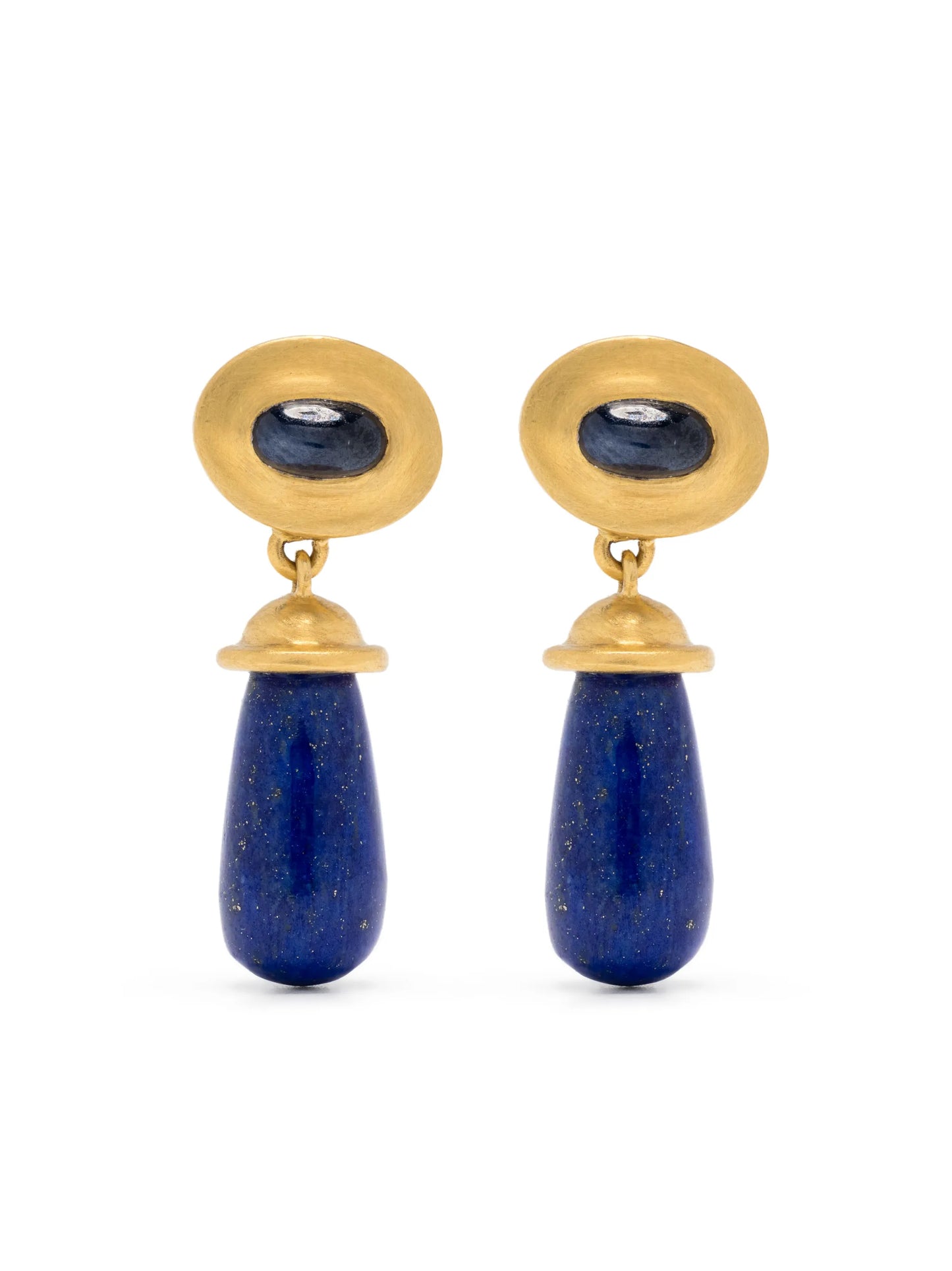 22kt gold Alabastra sapphire and lapis lazuli earrings