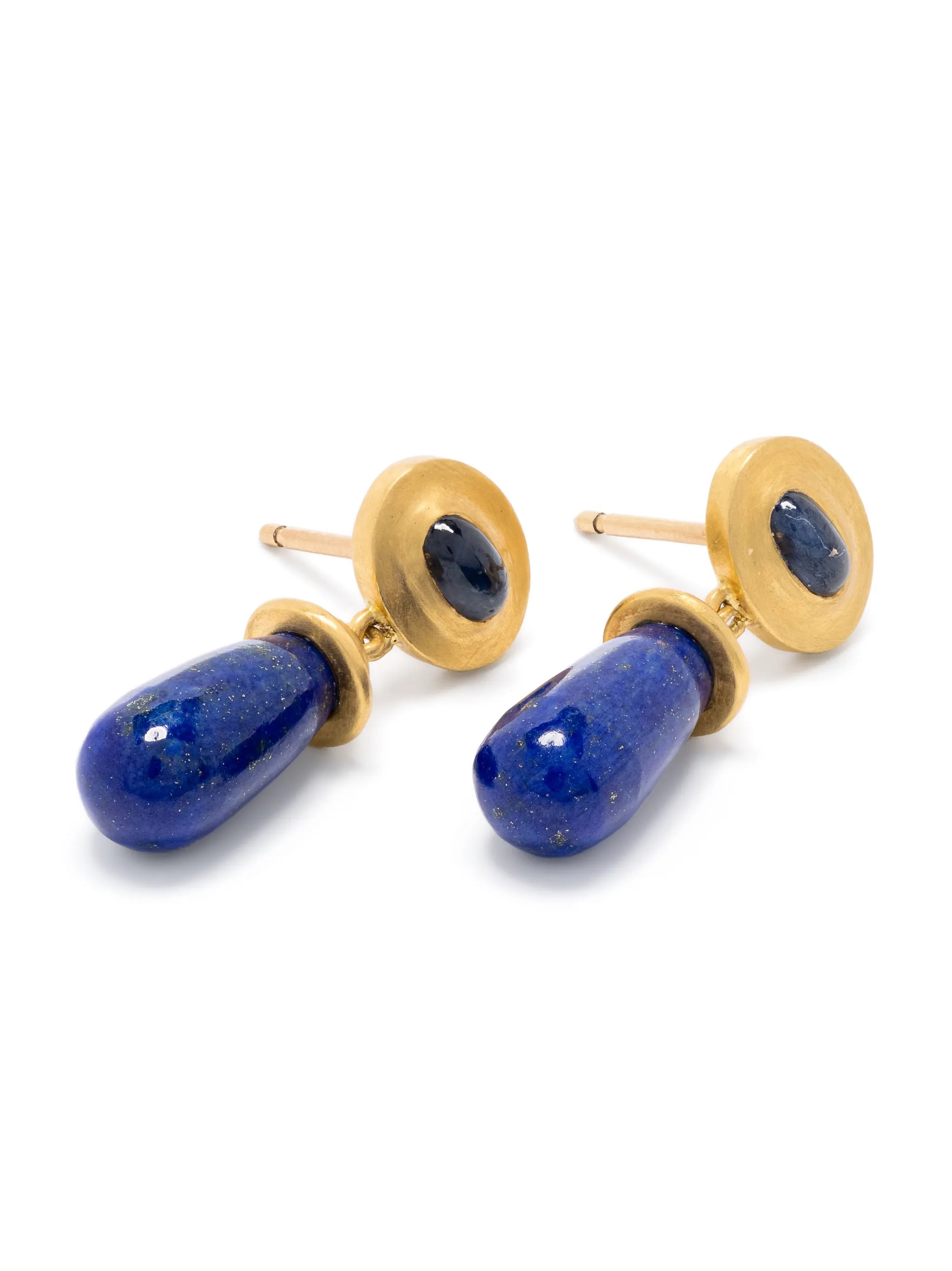 22kt gold Alabastra sapphire and lapis lazuli earrings
