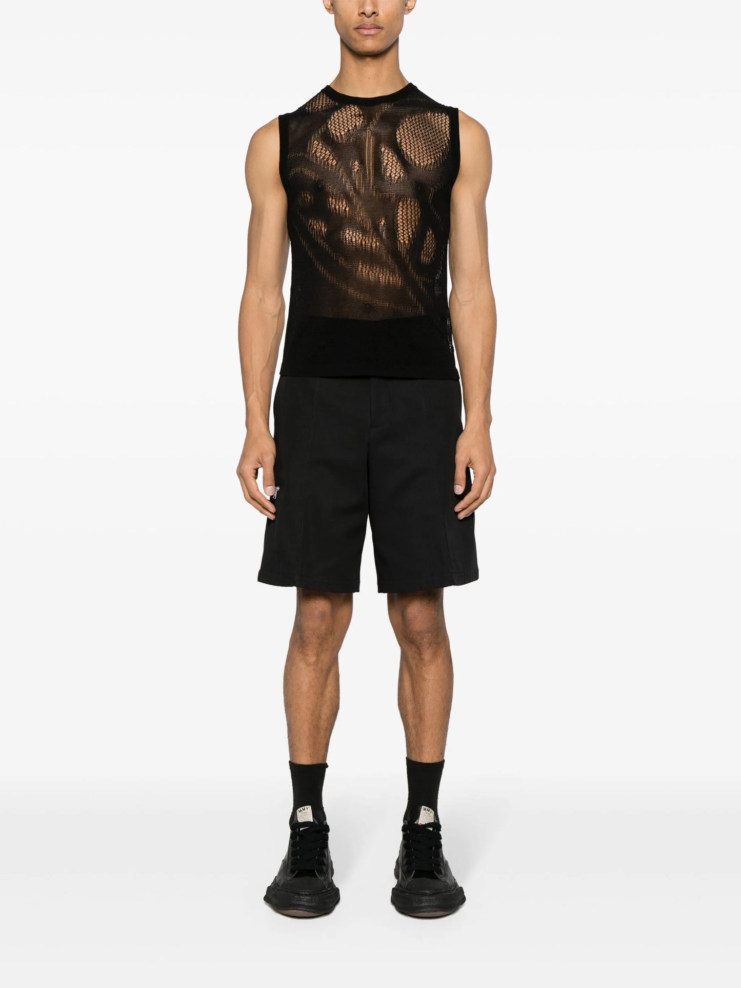 lace-knit patterned tank top