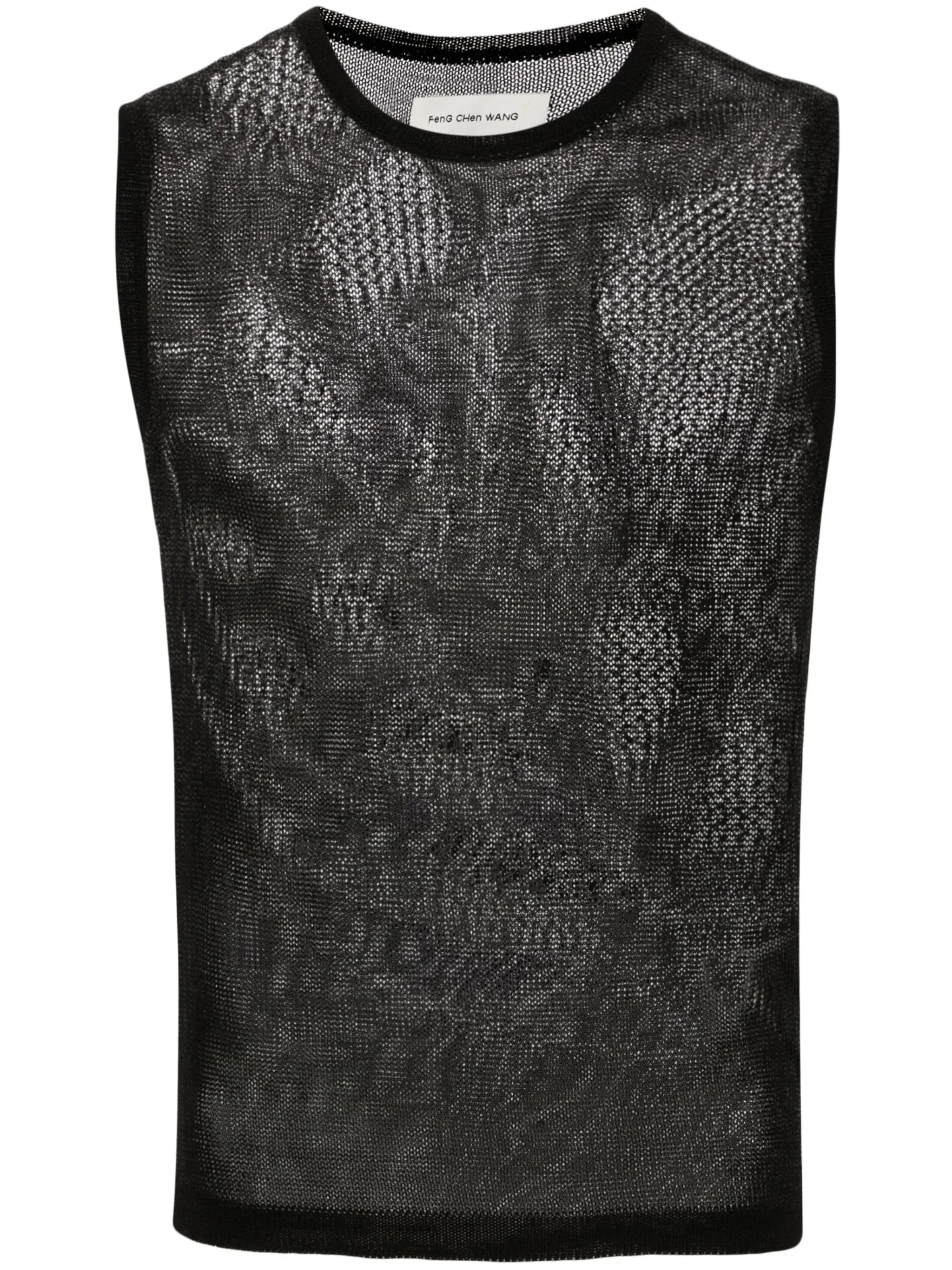 lace-knit patterned tank top