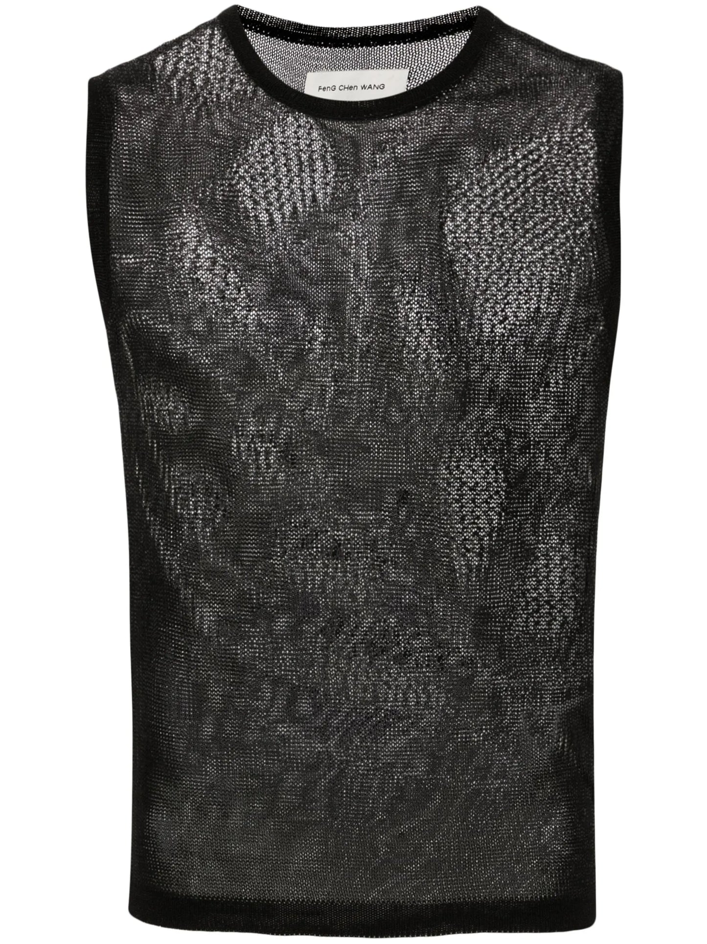 lace-knit patterned tank top
