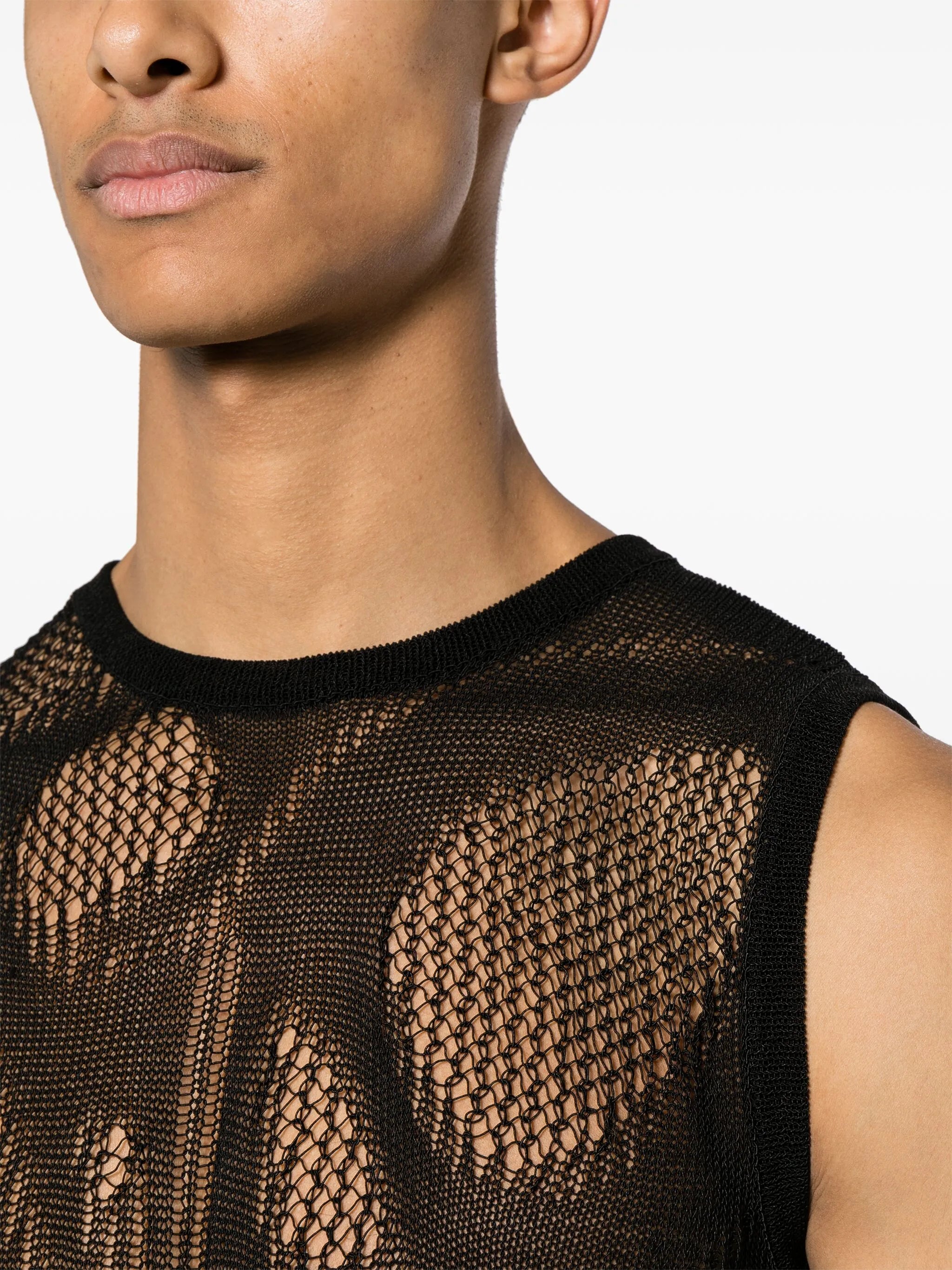 lace-knit patterned tank top