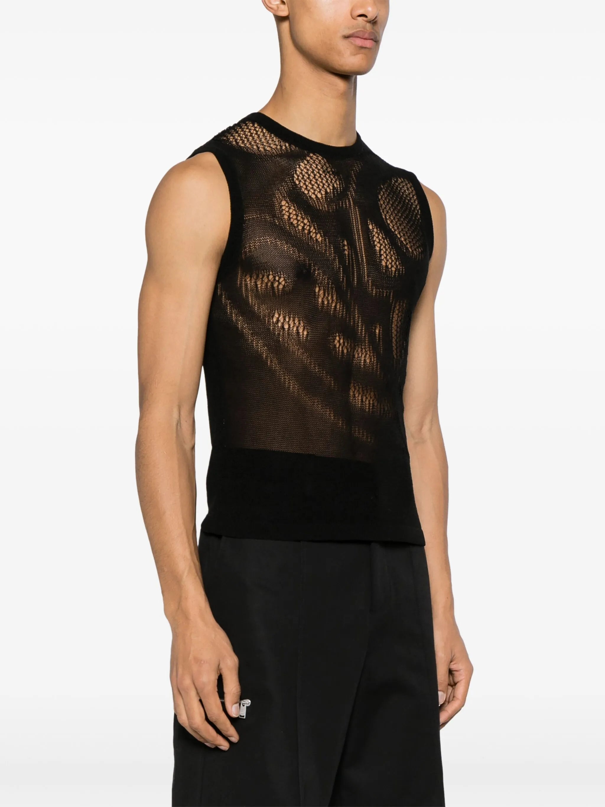 lace-knit patterned tank top