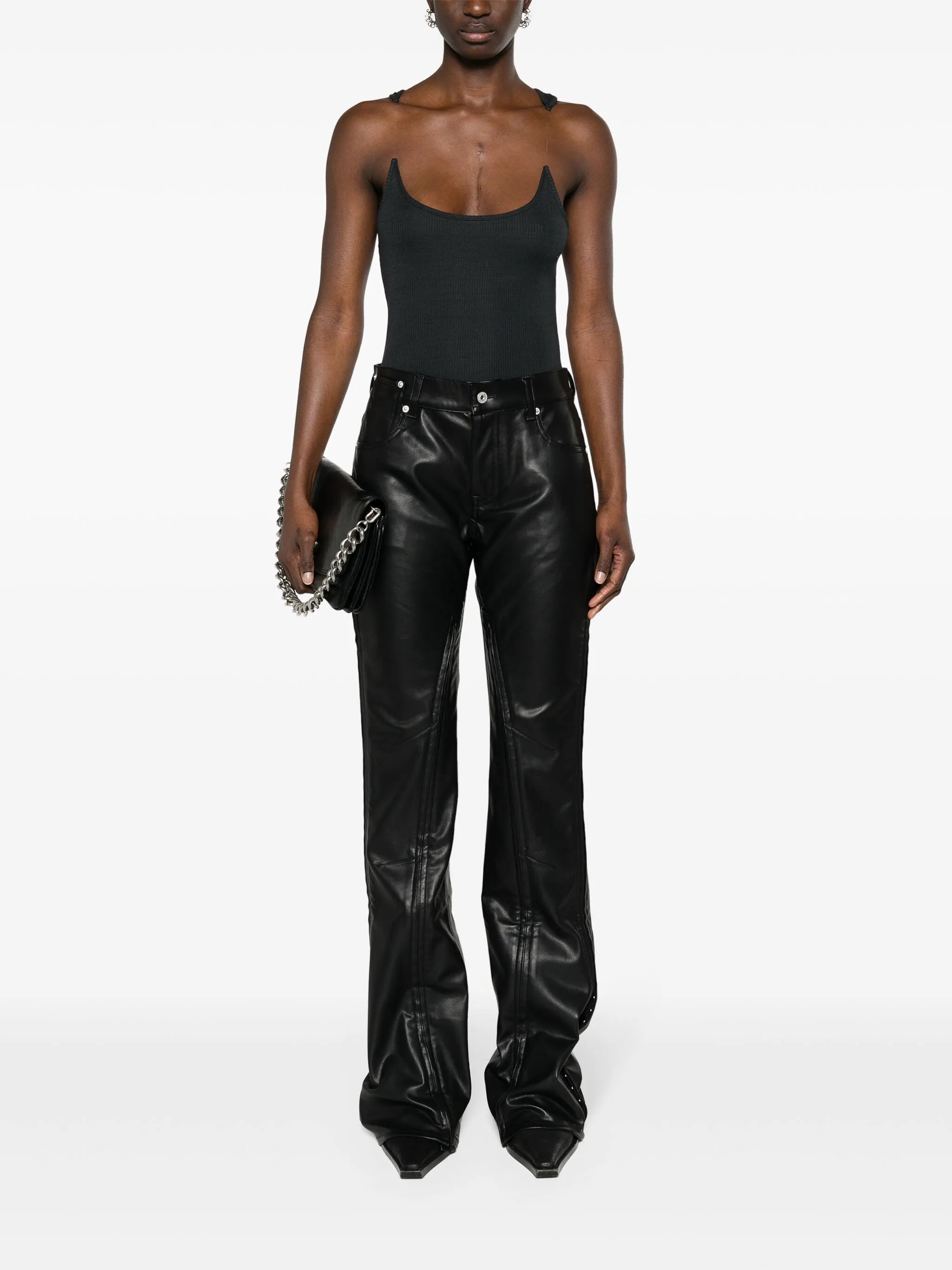 seamed slim-cut trousers