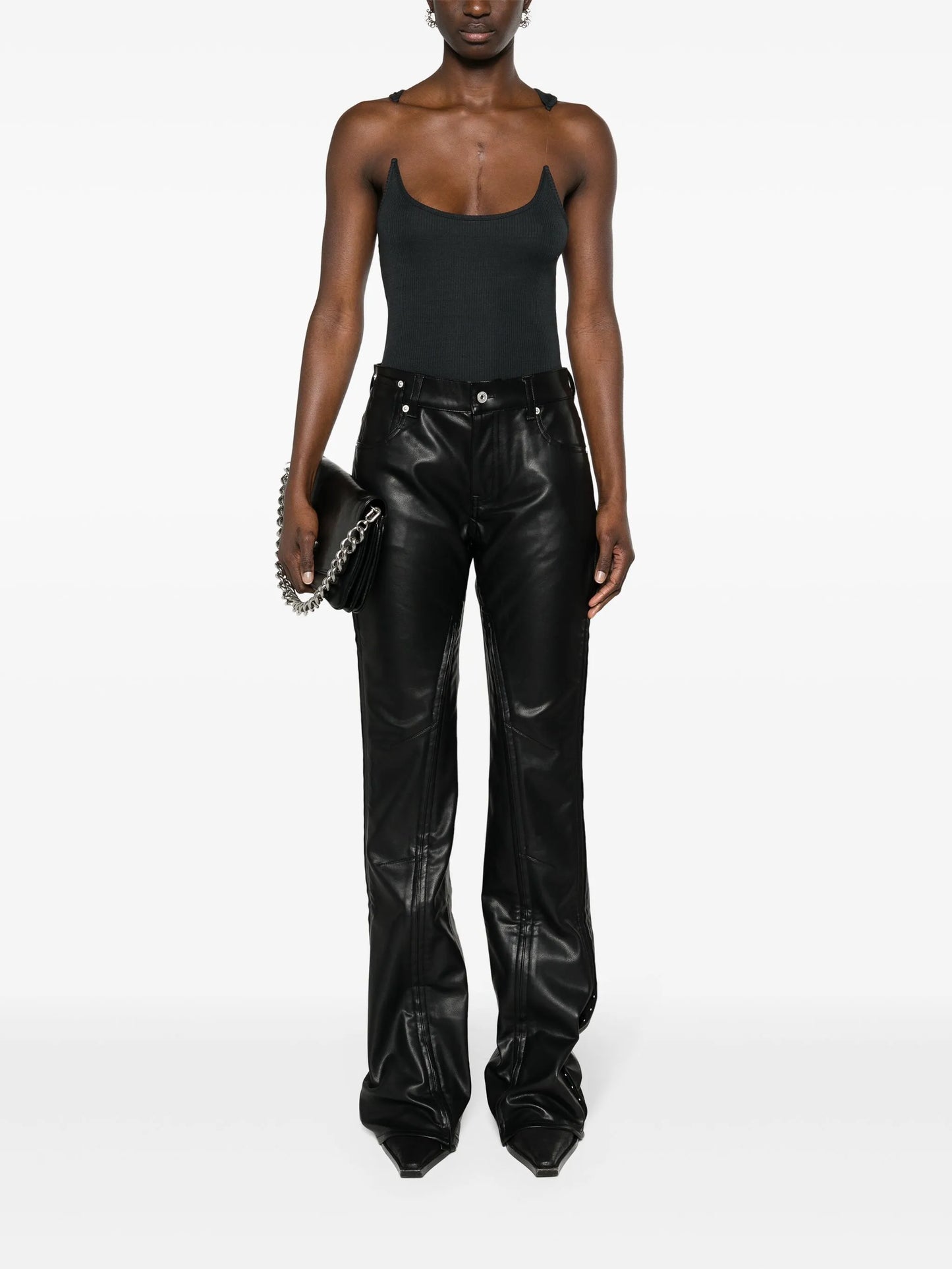 seamed slim-cut trousers