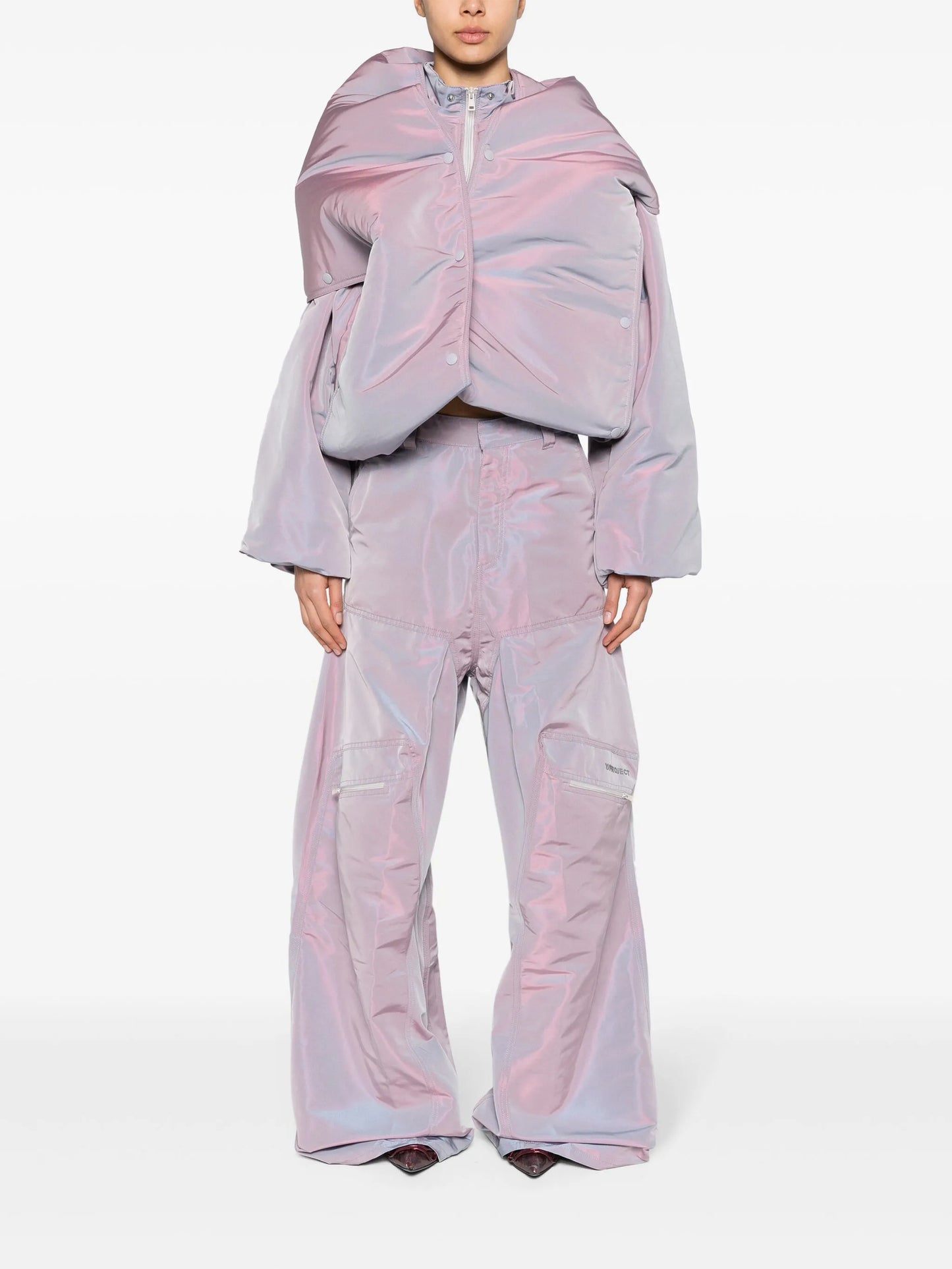 Pop-up straight-leg trousers