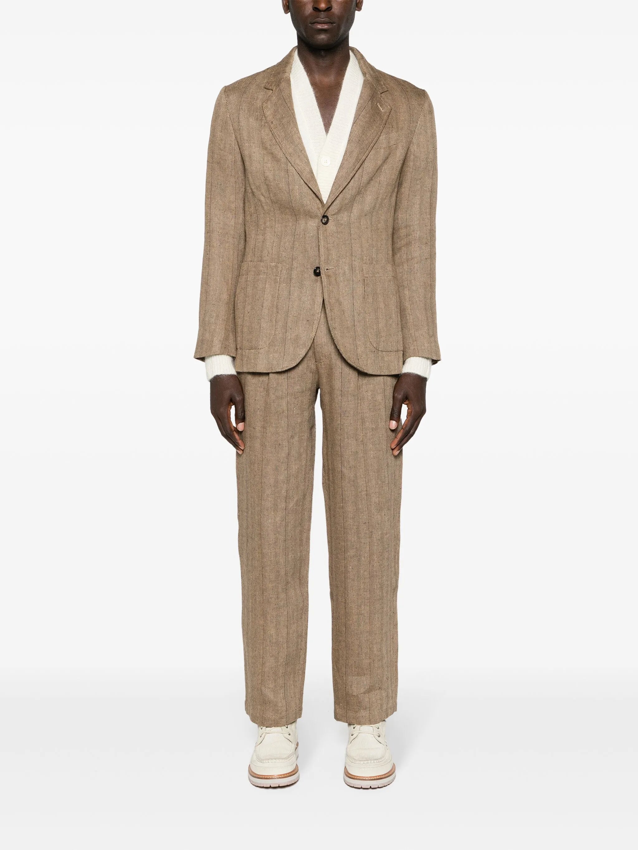 herringbone tailored trousers