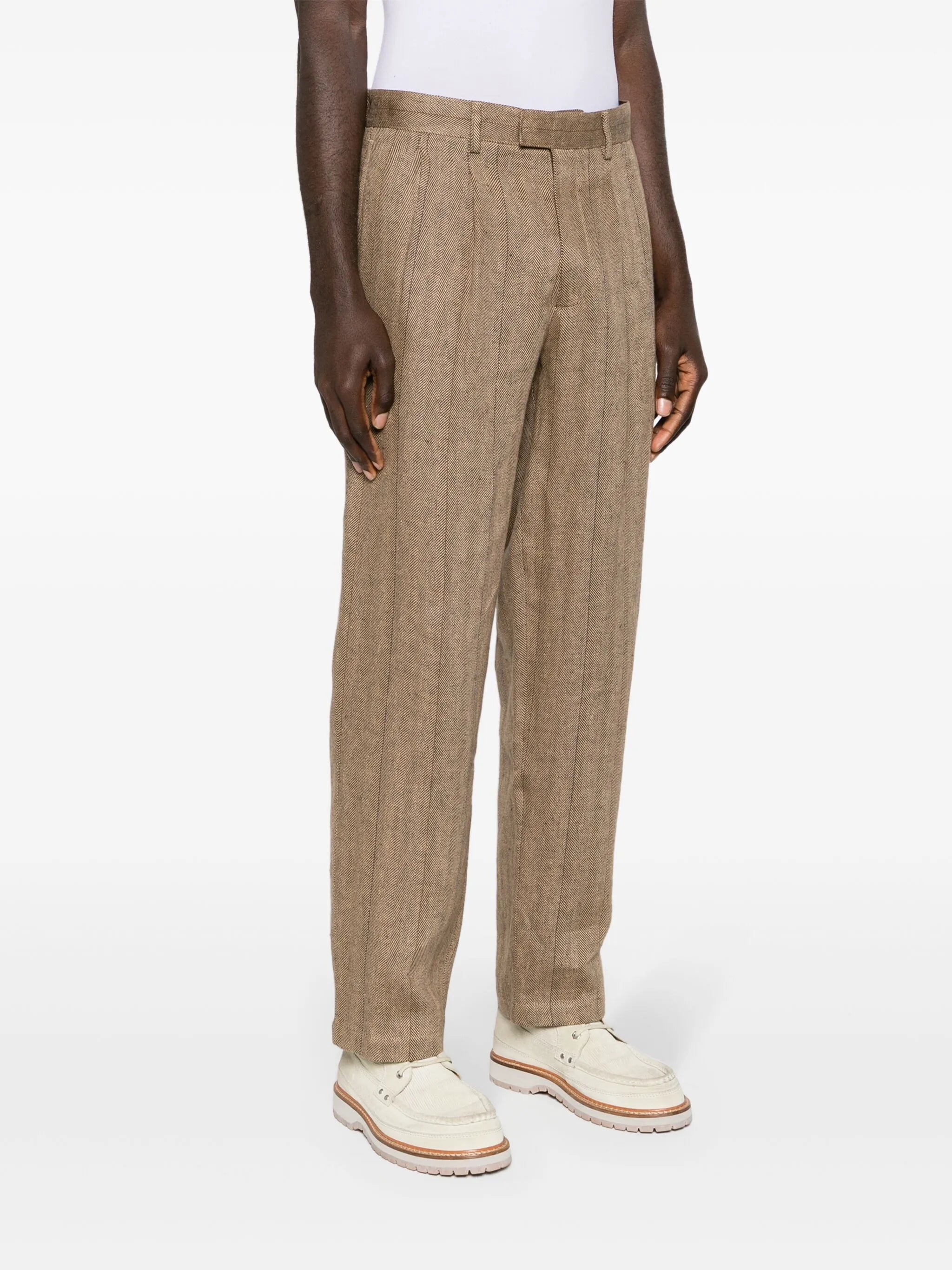 herringbone tailored trousers