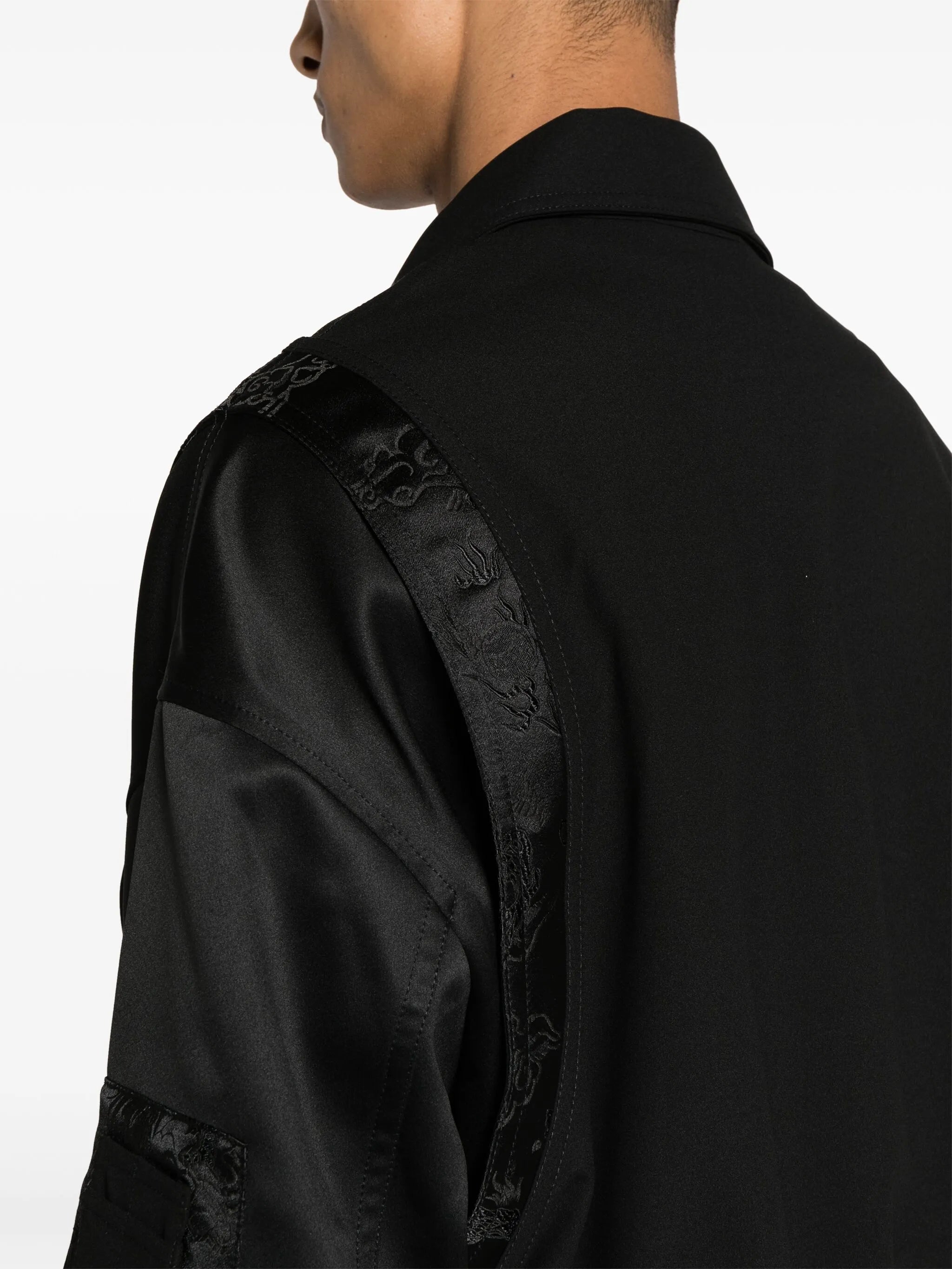 Dragon-jacquard panelled bomber jacket