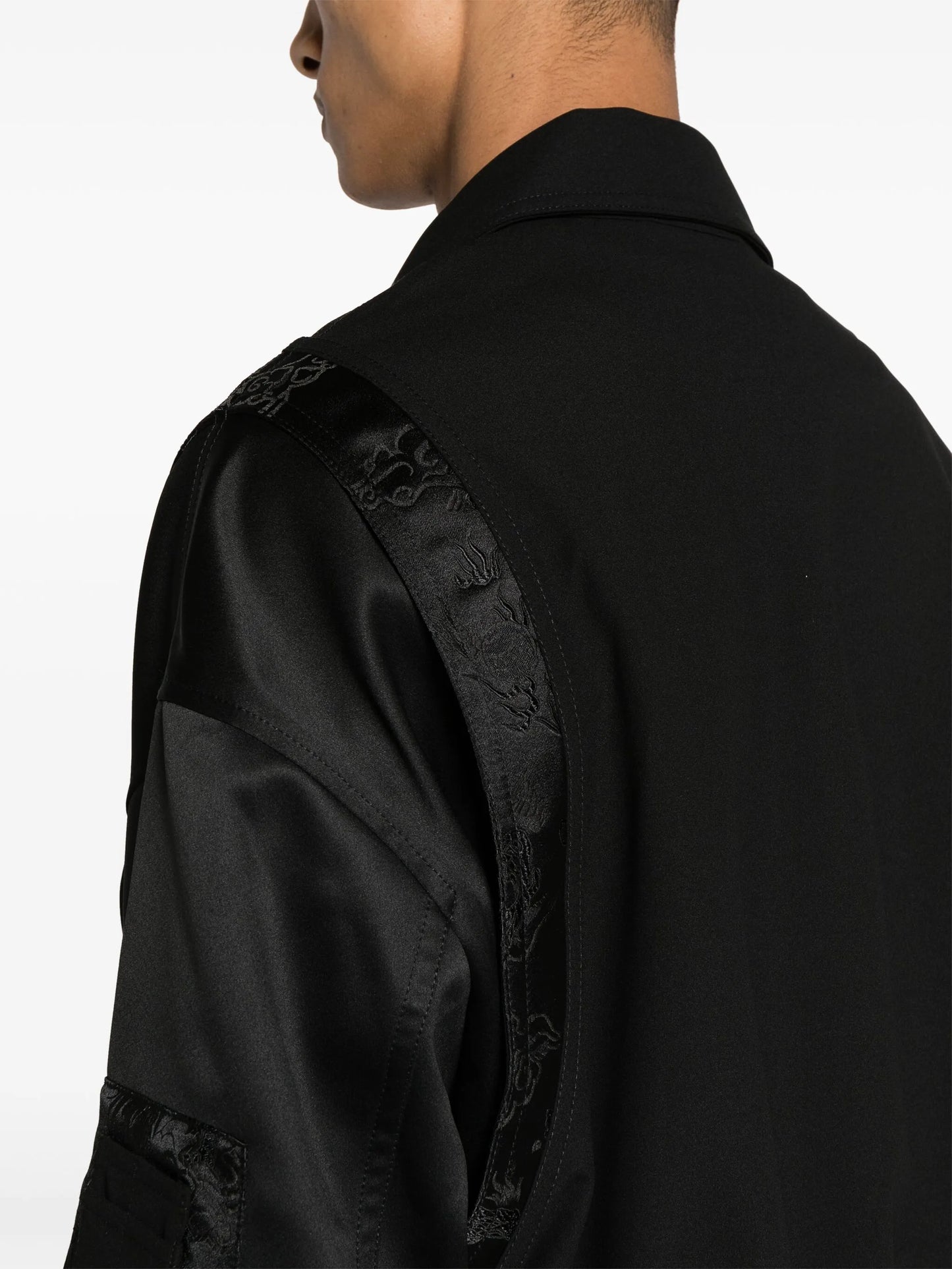 Dragon-jacquard panelled bomber jacket