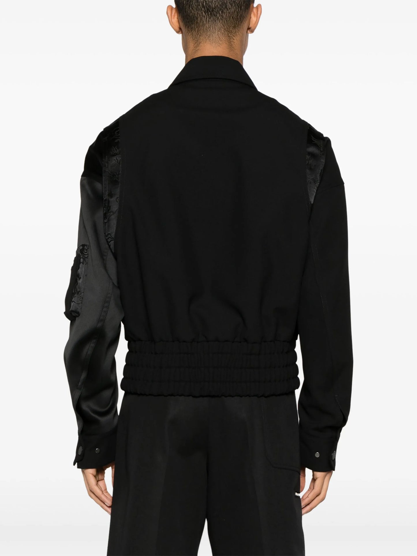 Dragon-jacquard panelled bomber jacket