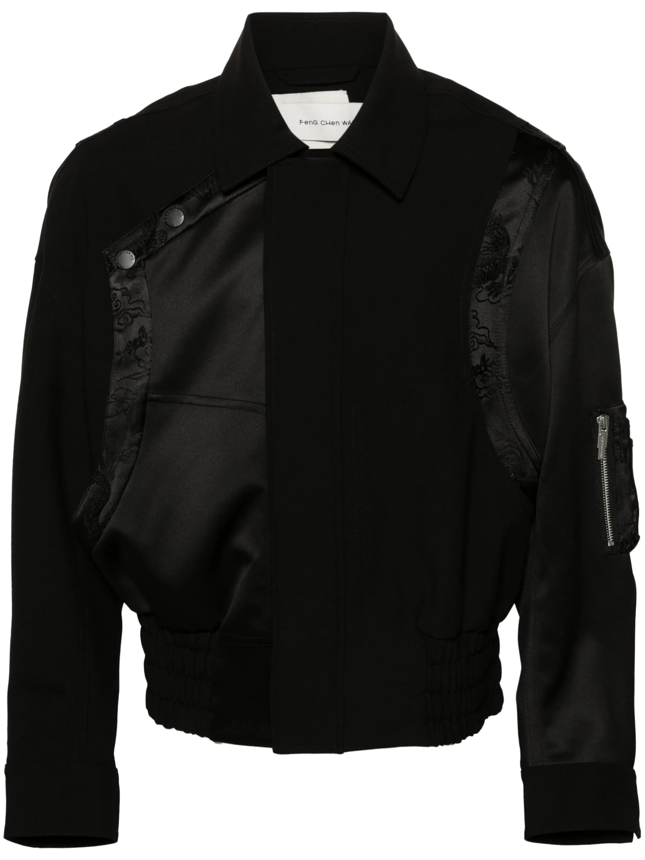 Dragon-jacquard panelled bomber jacket