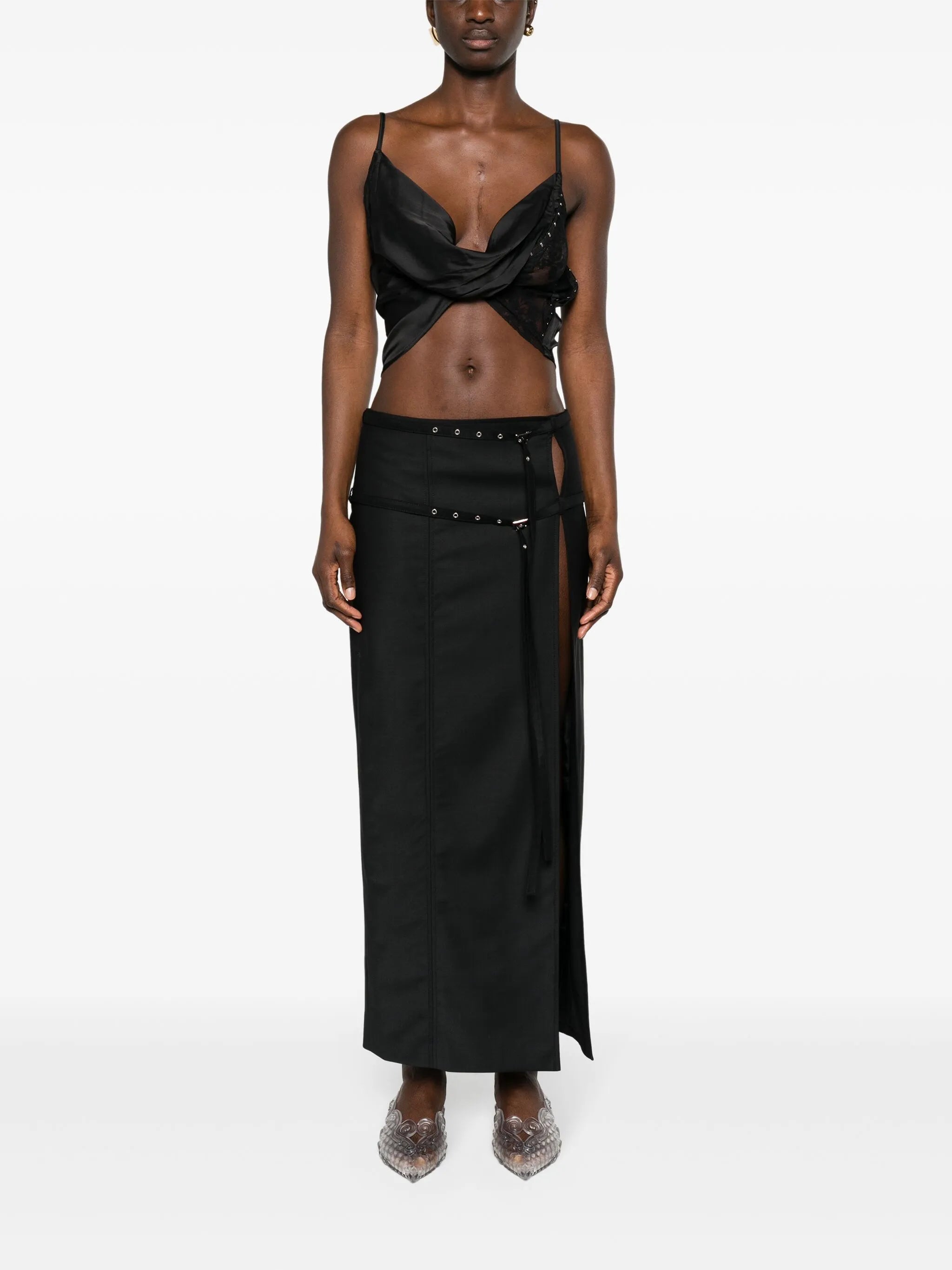 sheer-lace draped top