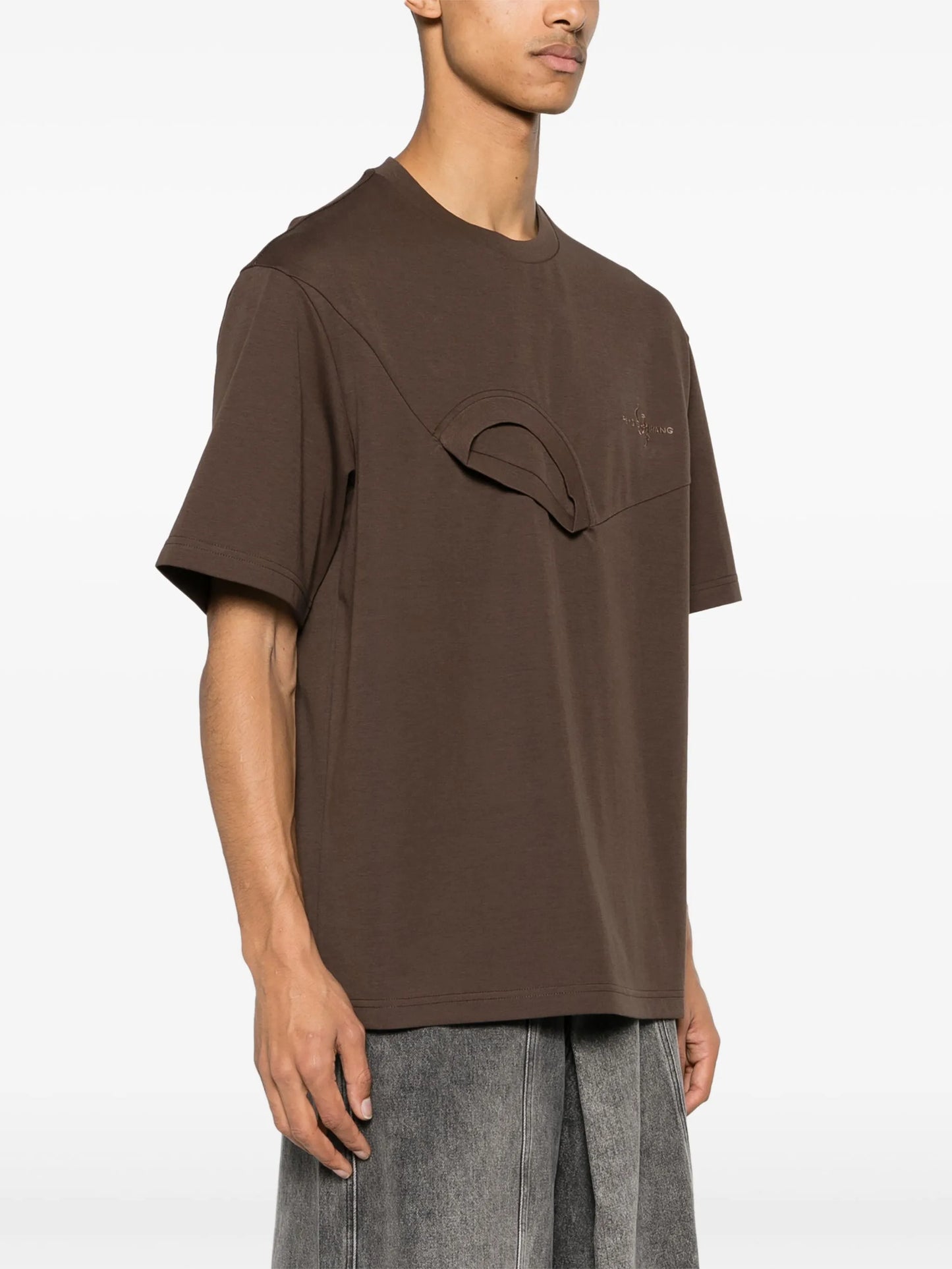 layered asymmetric cotton T-shirt