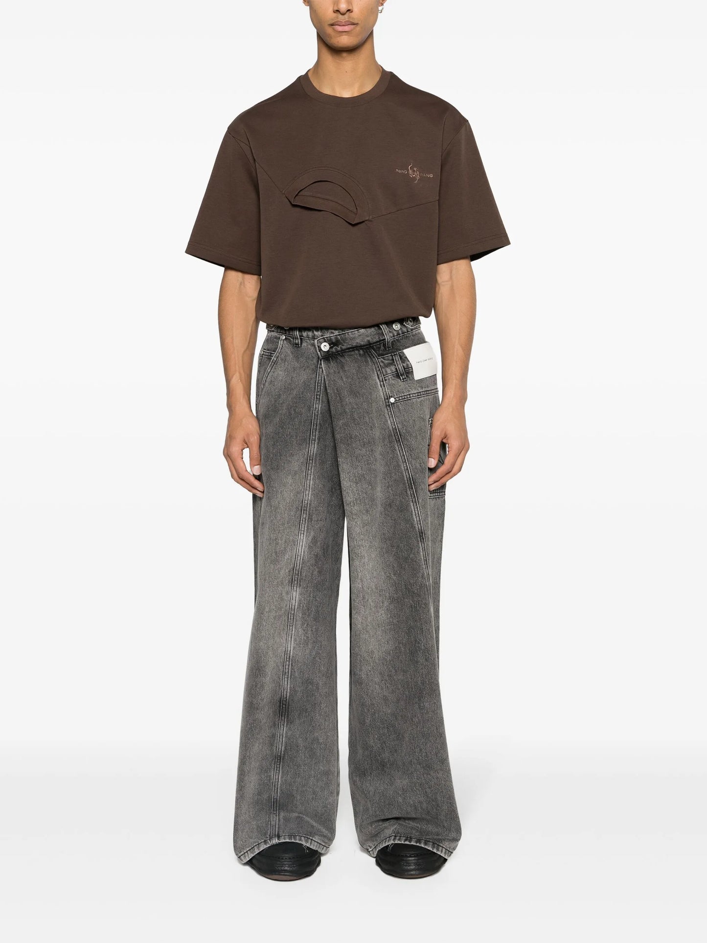 layered asymmetric cotton T-shirt