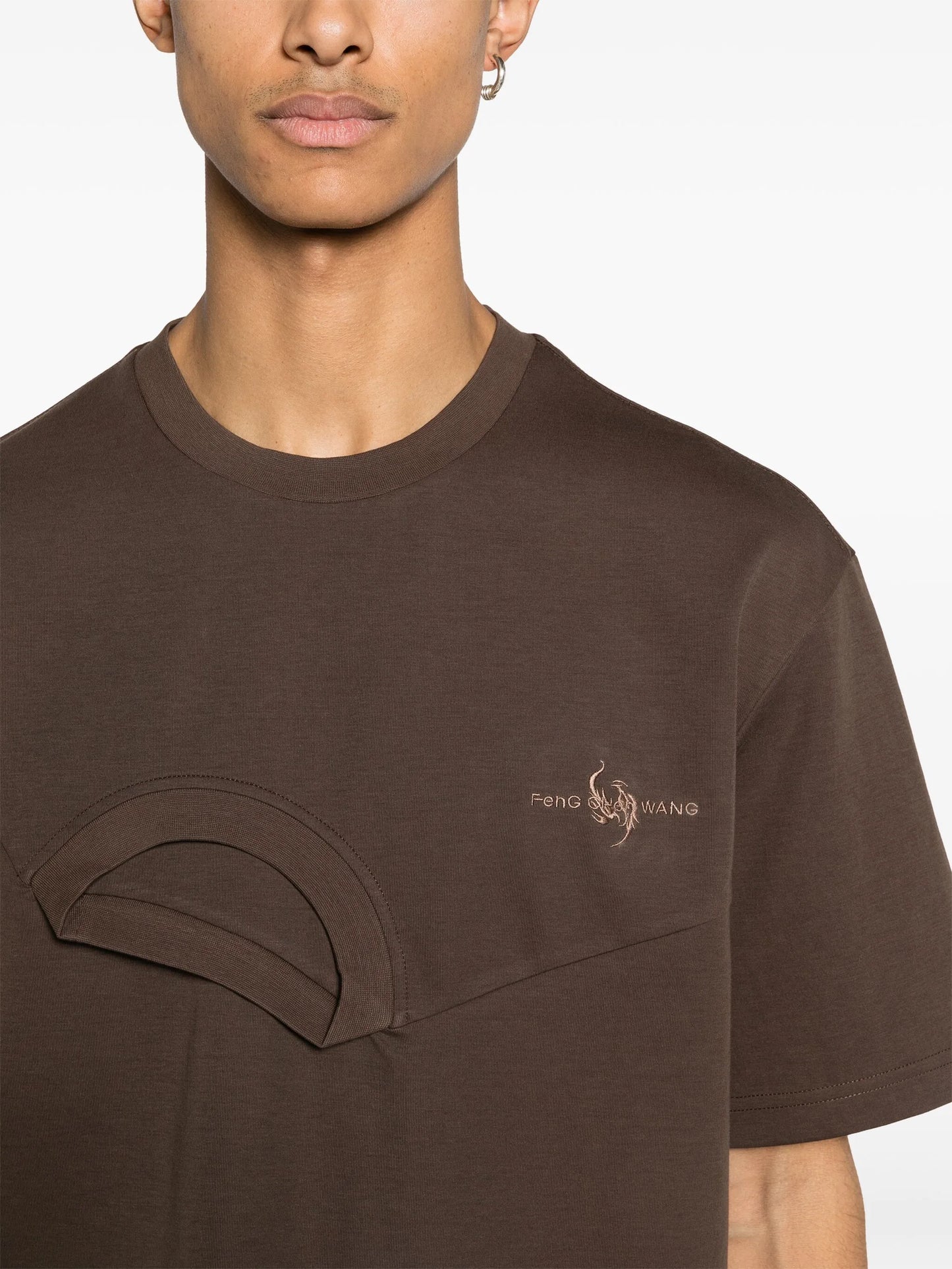 layered asymmetric cotton T-shirt