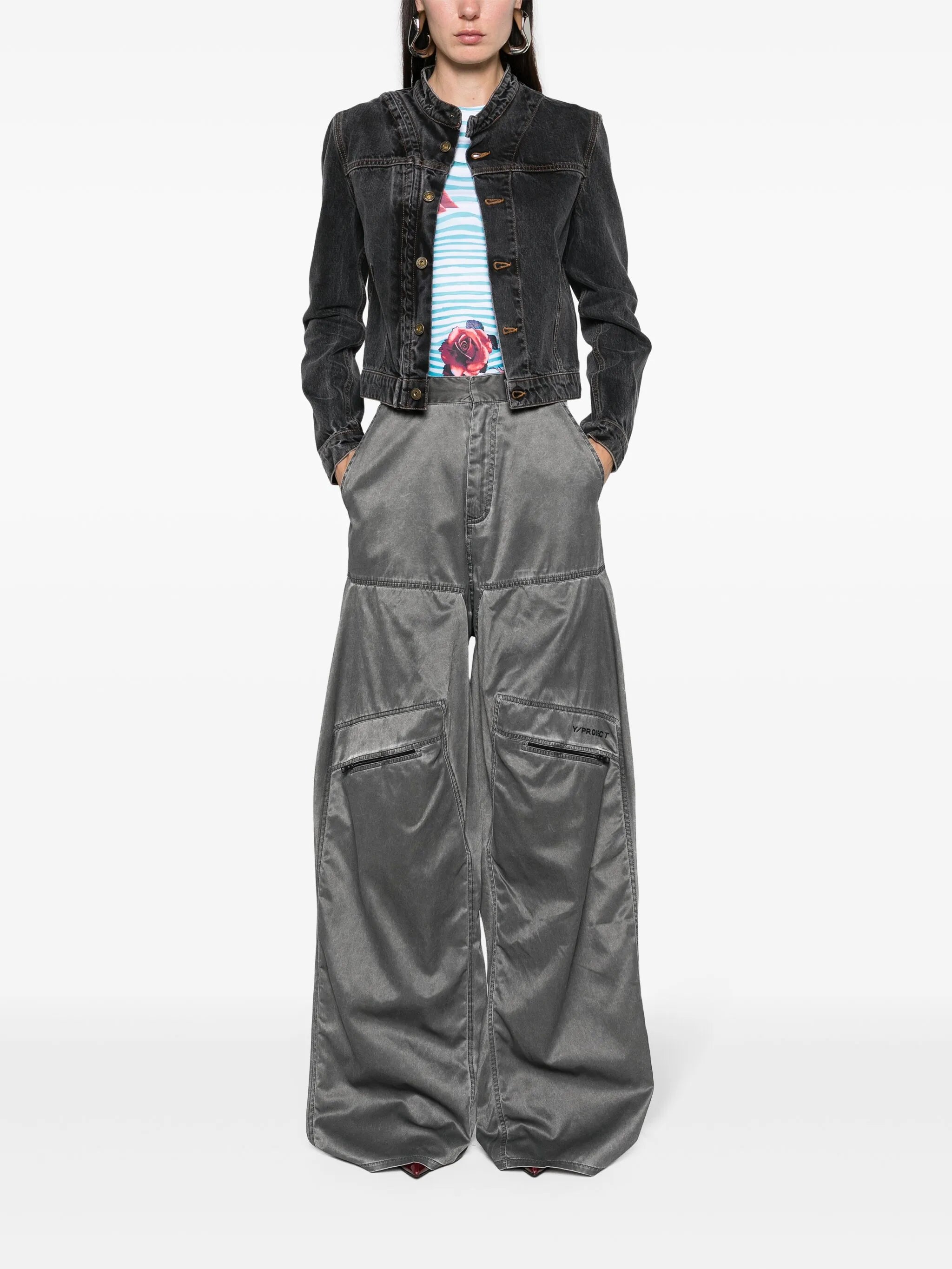 Pop-up wide-leg trousers