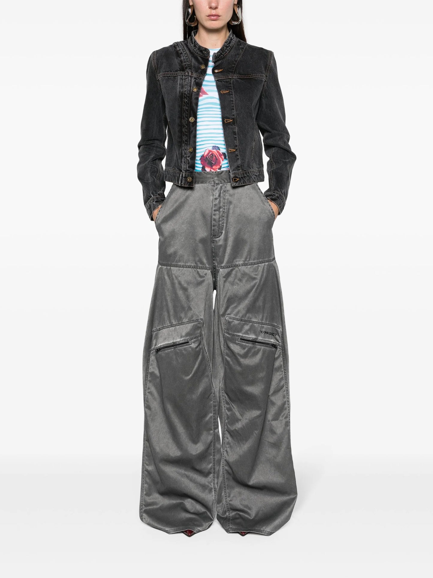 Pop-up wide-leg trousers