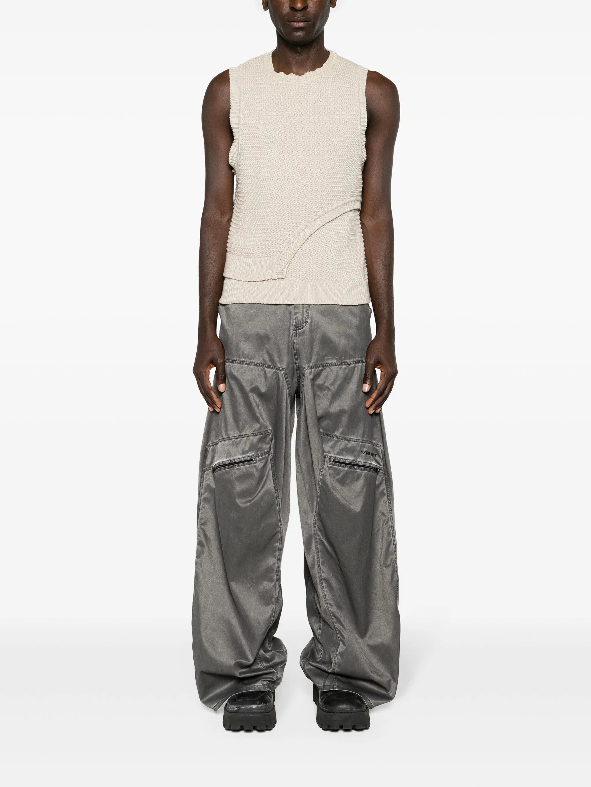 Pop-up wide-leg trousers