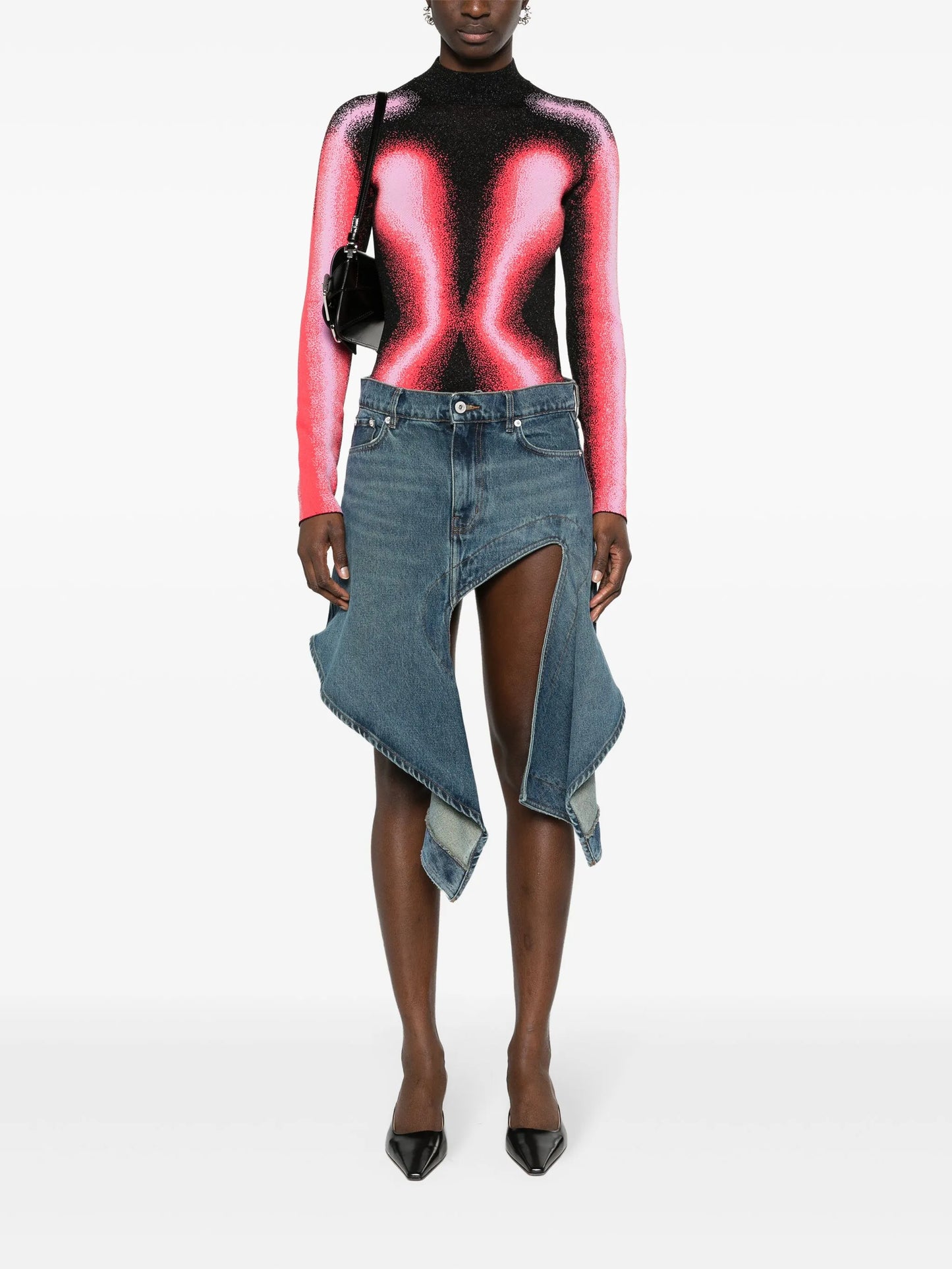 cut-out denim miniskirt