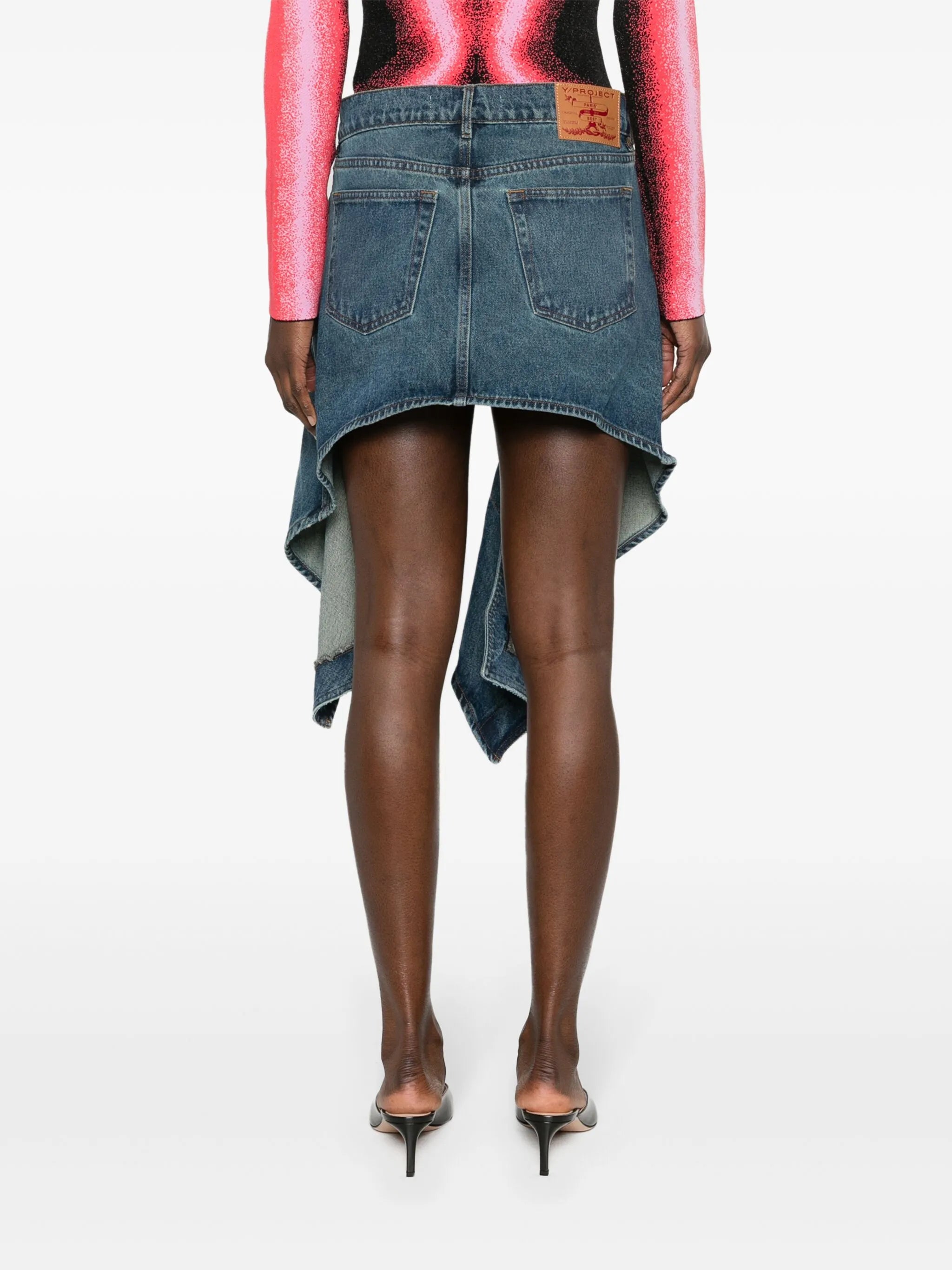 cut-out denim miniskirt
