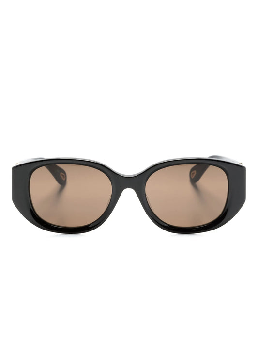 logo-plaque oval-frame sunglasses