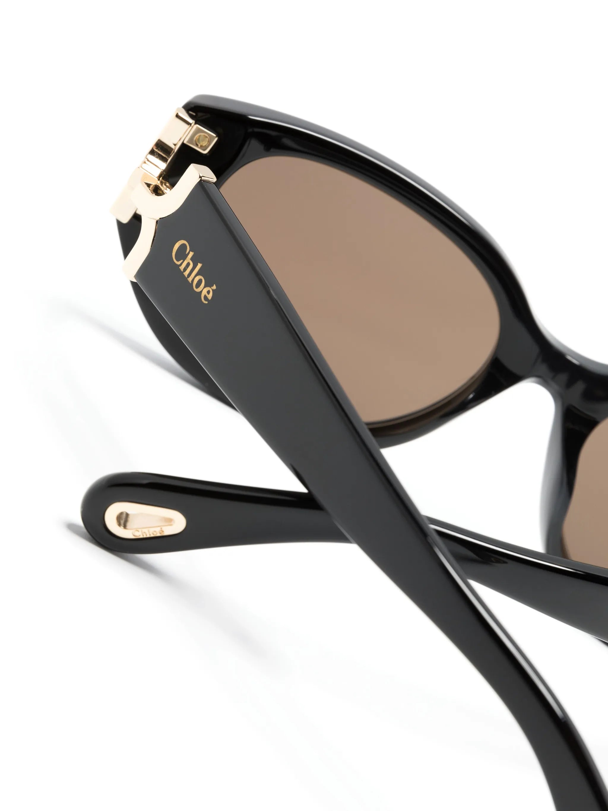 logo-plaque oval-frame sunglasses