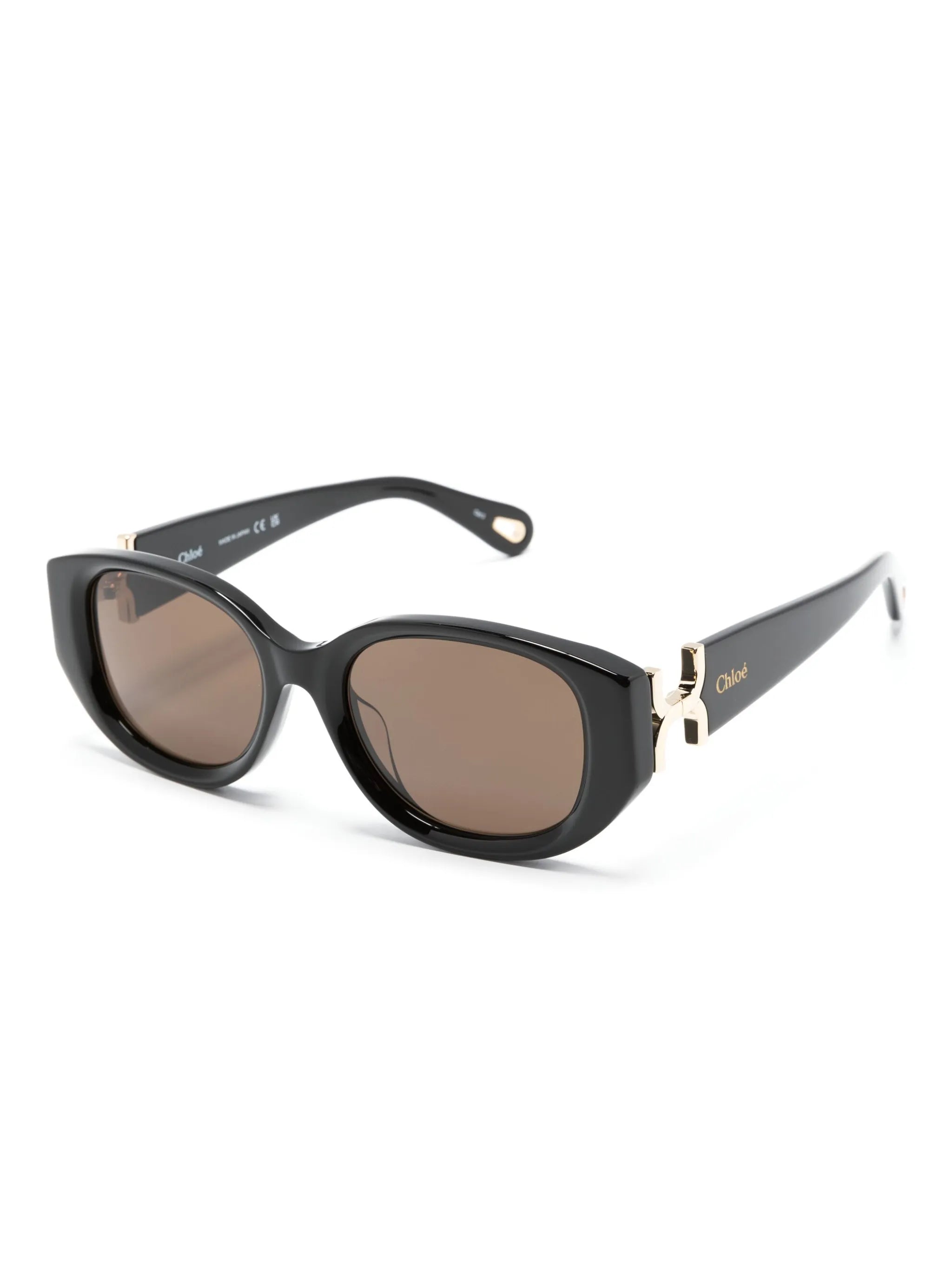 logo-plaque oval-frame sunglasses