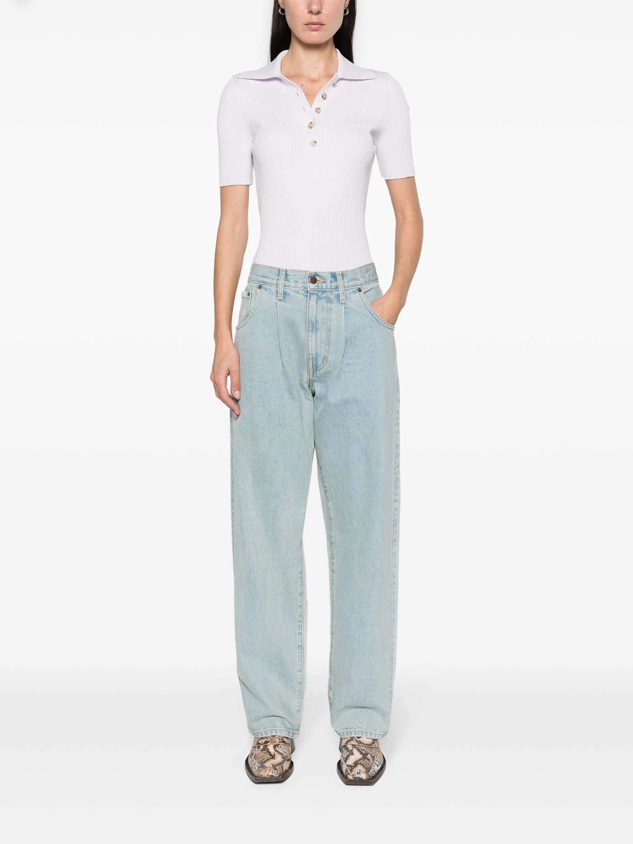 mid-rise straight-leg jeans