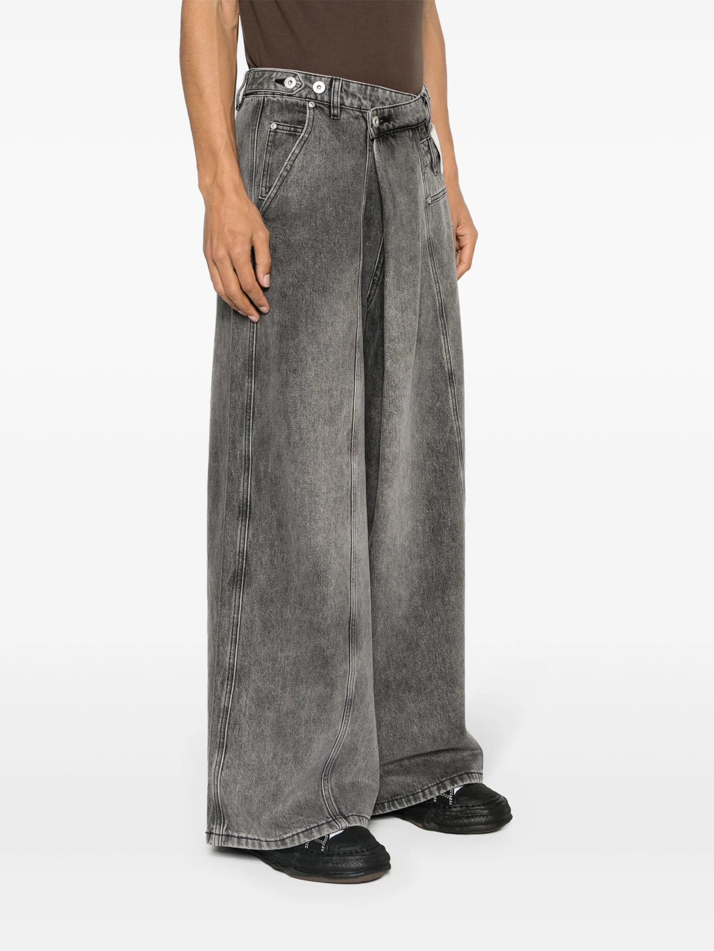 asymmetric panelled wide-leg jeans