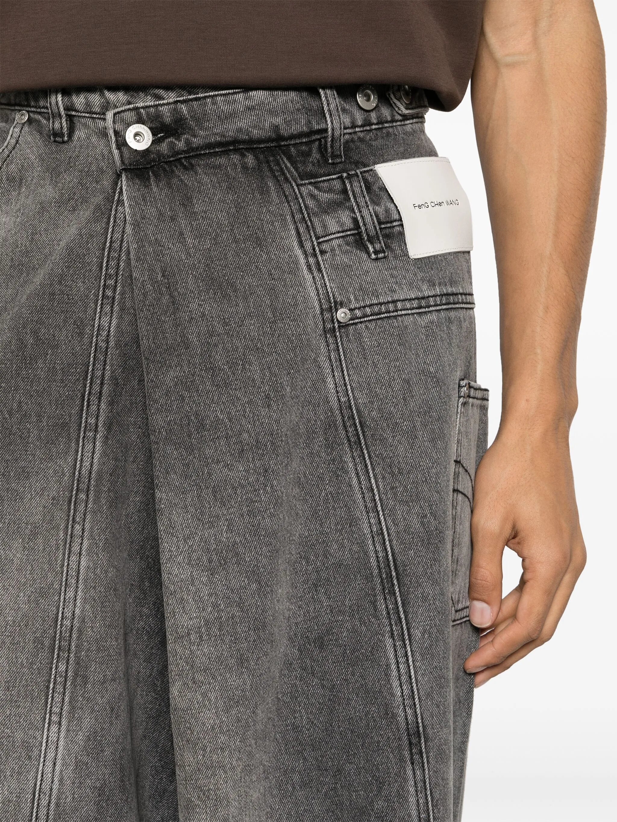asymmetric panelled wide-leg jeans