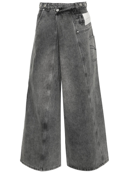 asymmetric panelled wide-leg jeans