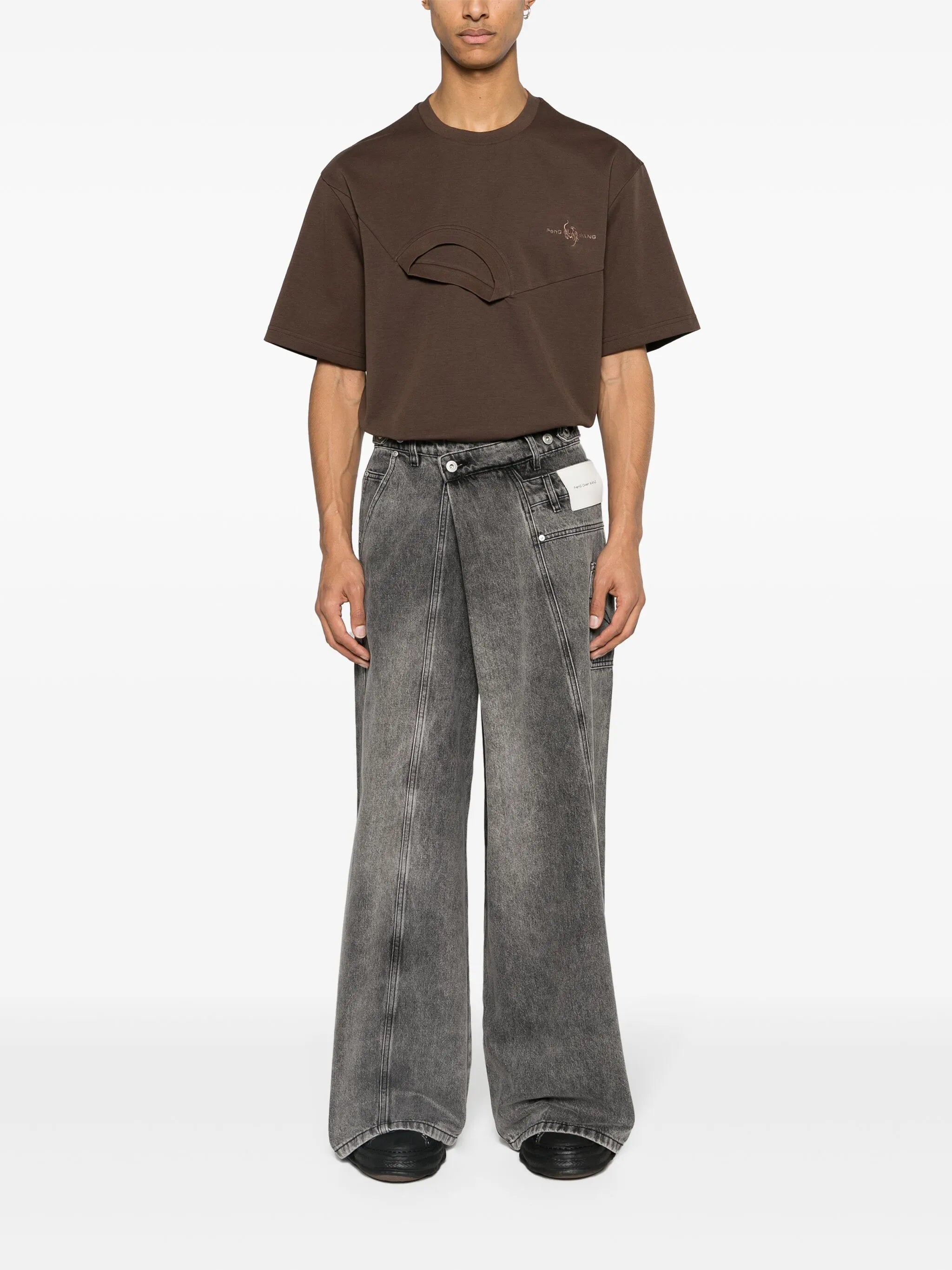 asymmetric panelled wide-leg jeans